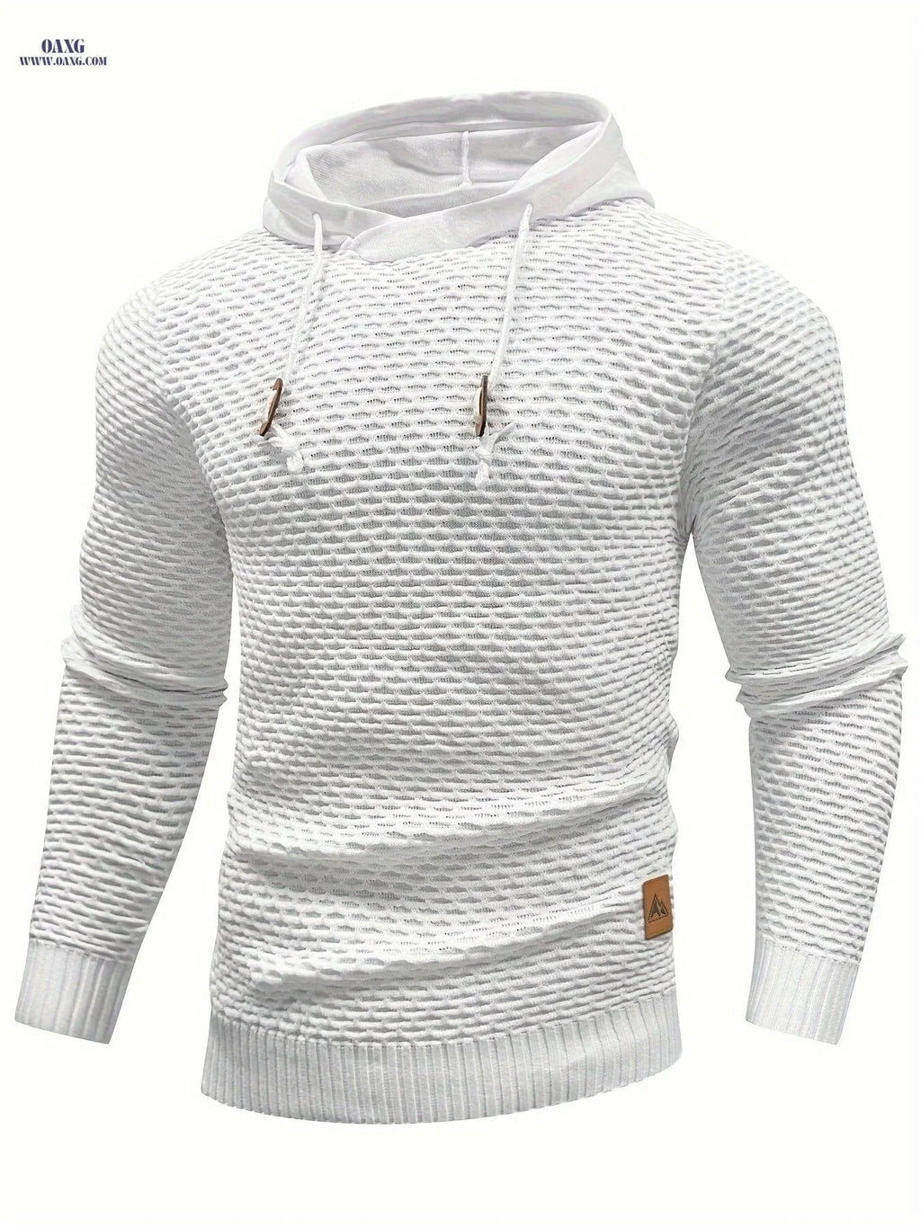 Men's Casual Hooded Sweater - Textured Solid Color for Spring/Fall   OAXG Dark Gray / FR S