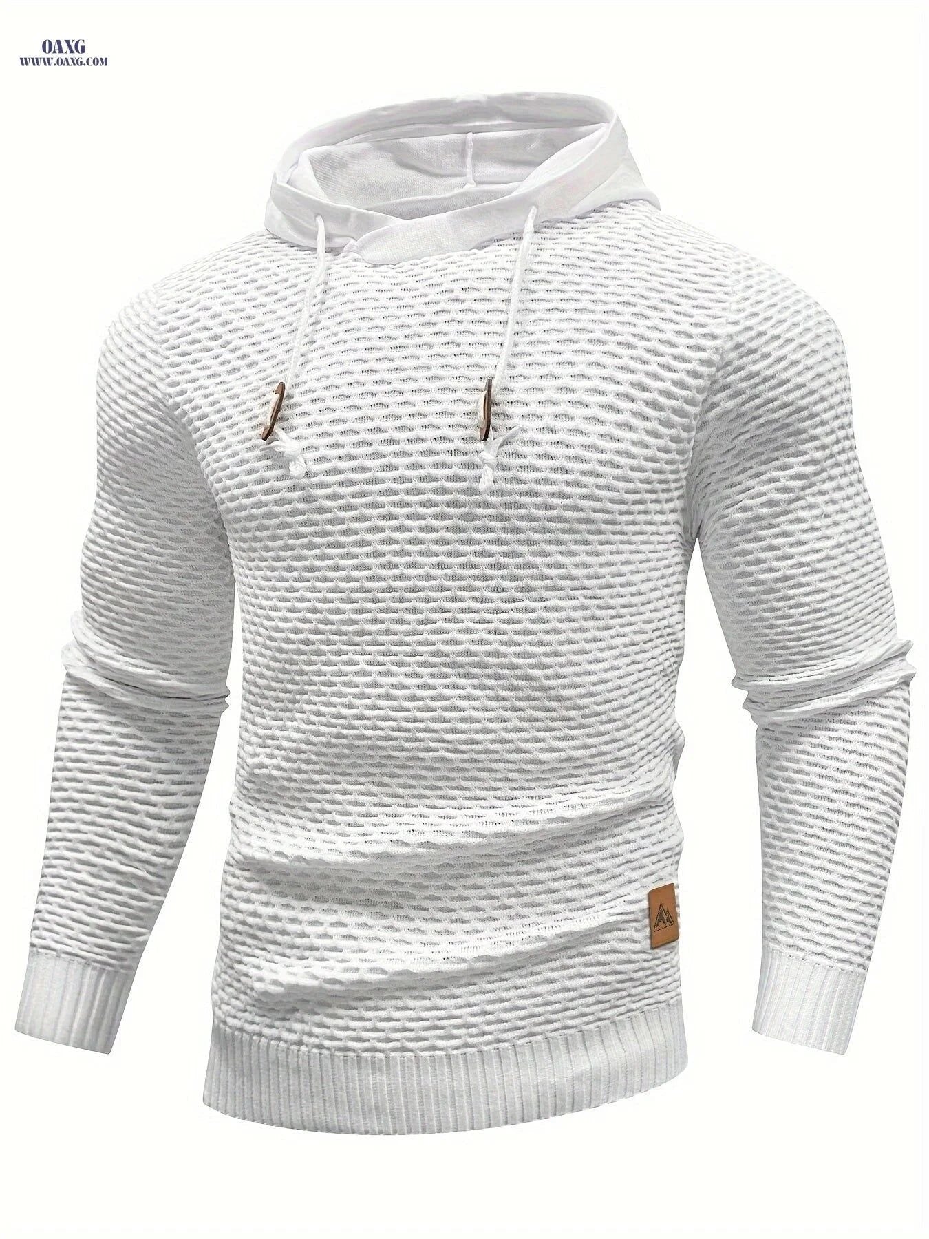 Men's Casual Hooded Sweater - Textured Solid Color for Spring/Fall   OAXG Dark Gray / FR S