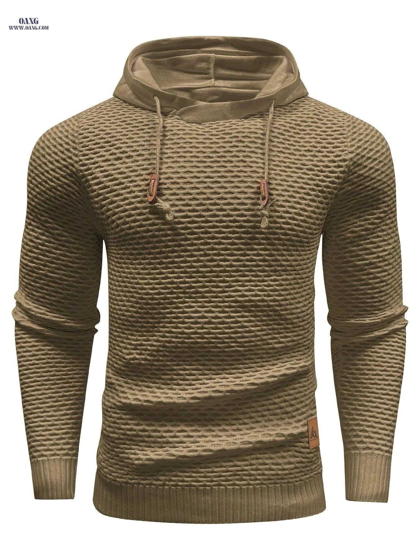 Men's Casual Hooded Sweater - Textured Solid Color for Spring/Fall   OAXG Dark Gray / FR S