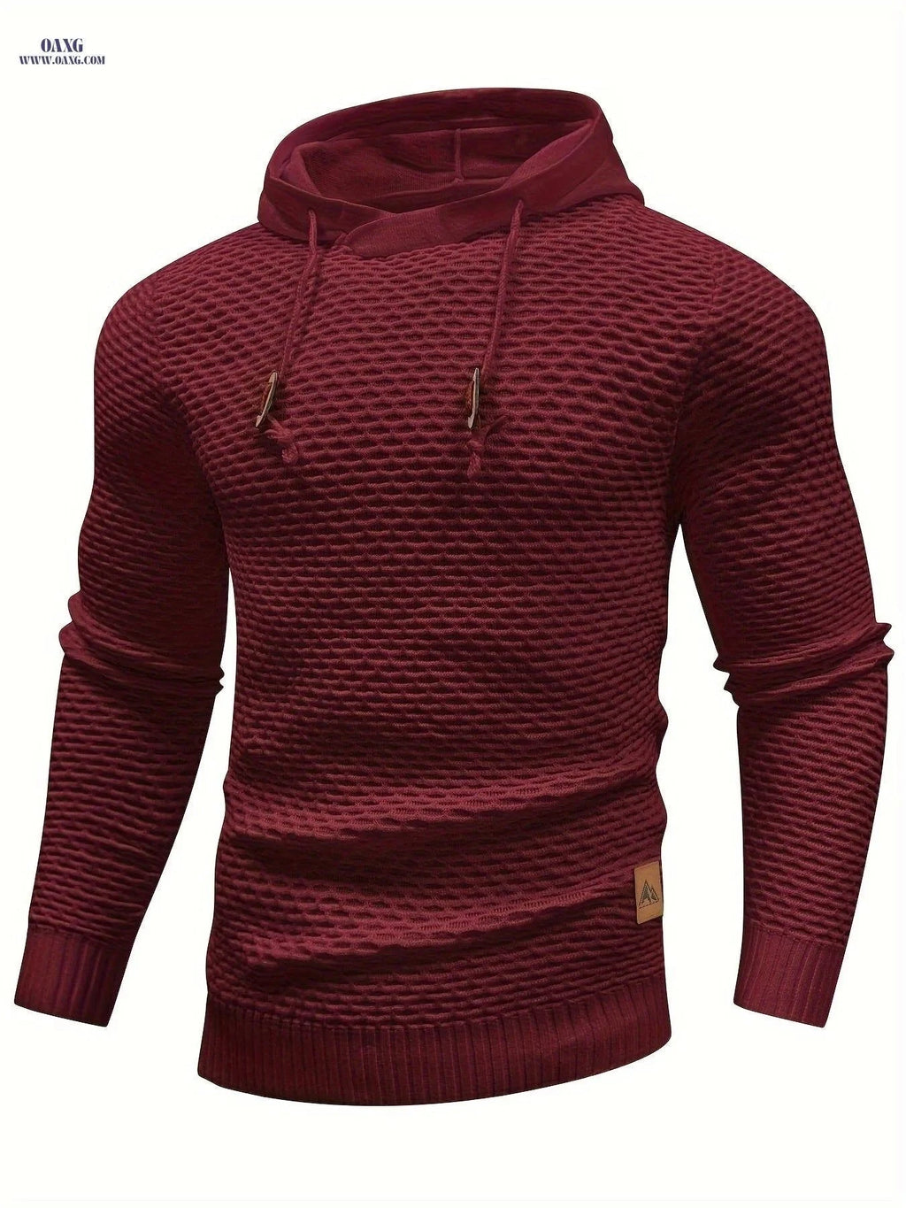 Men's Casual Hooded Sweater - Textured Solid Color for Spring/Fall   OAXG Dark Gray / FR S