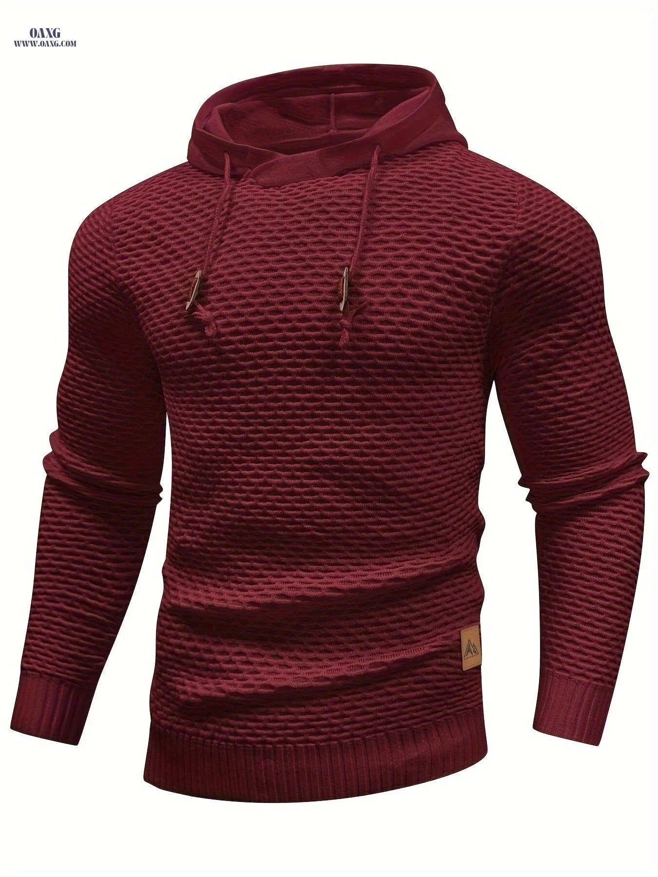 Men's Casual Hooded Sweater - Textured Solid Color for Spring/Fall   OAXG Dark Gray / FR S