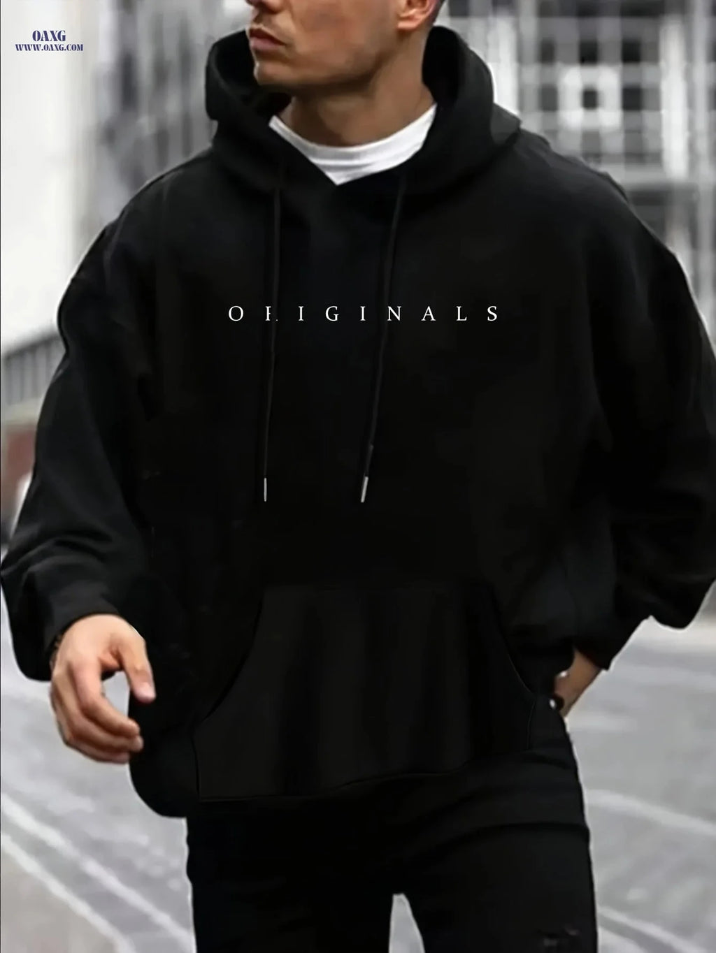 Men's Casual Hooded Sweatshirt - Versatile English Letter Print   OAXG 