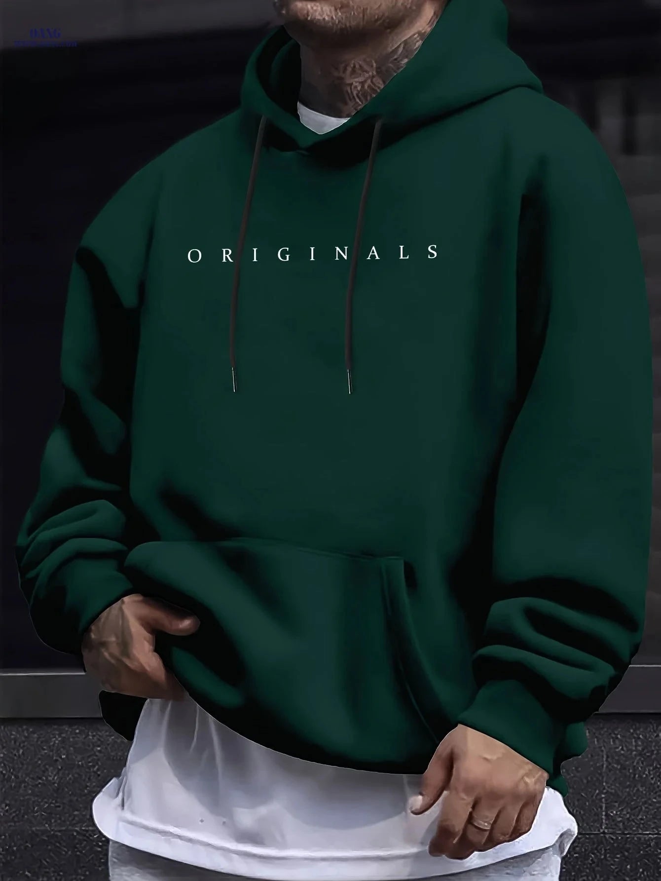 Men's Casual Hooded Sweatshirt - Versatile English Letter Print   OAXG Grey / FR S