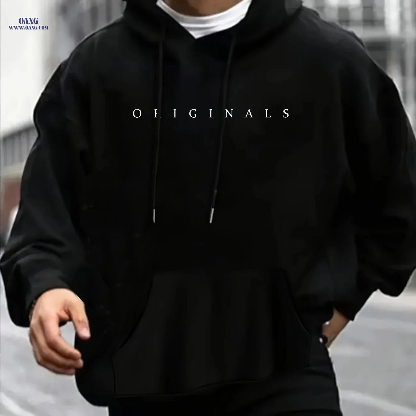 Men's Casual Hooded Sweatshirt - Versatile English Letter Print   OAXG Grey / FR S