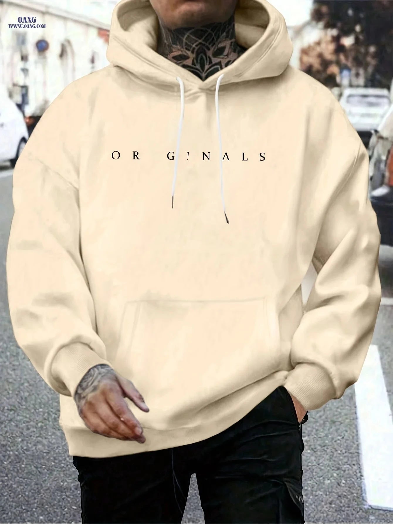 Men's Casual Hooded Sweatshirt - Versatile English Letter Print   OAXG 