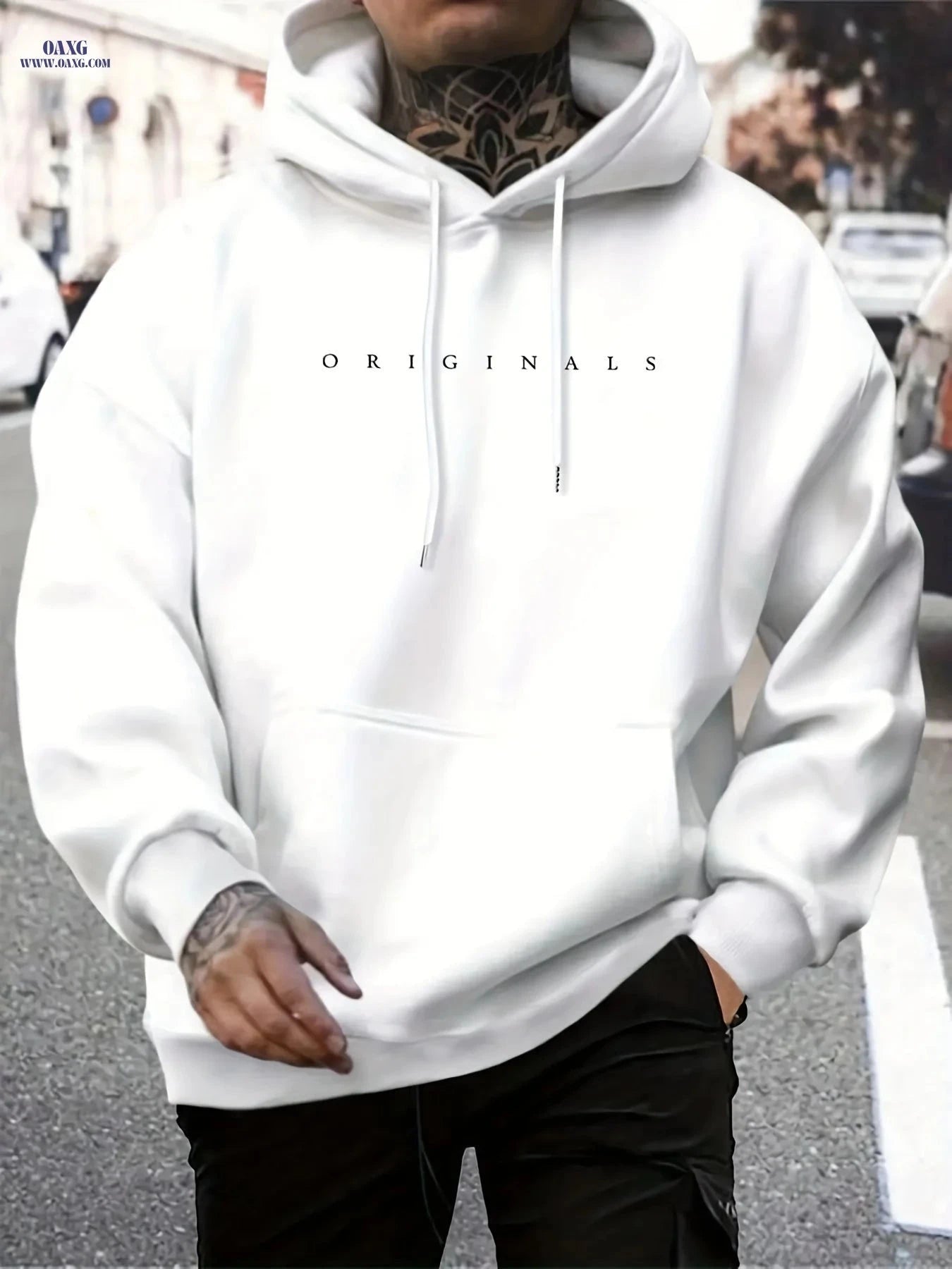 Men's Casual Hooded Sweatshirt - Versatile English Letter Print   OAXG 