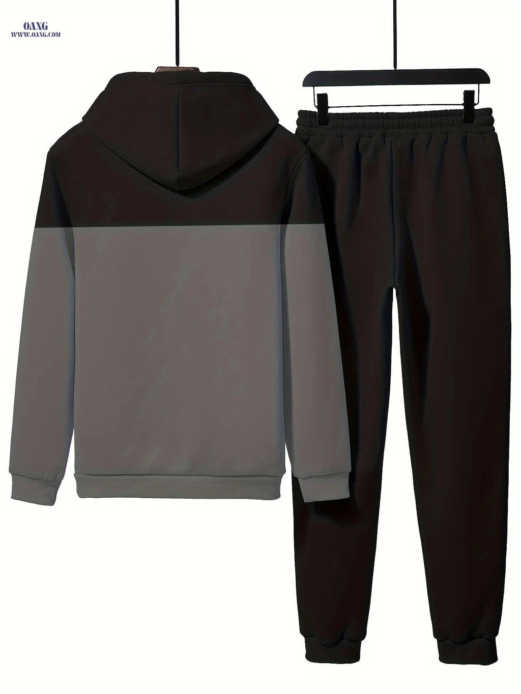 Men’s Casual Hoodie and Jogger Set - Autumn Winter Patchwork Style   OAXG 