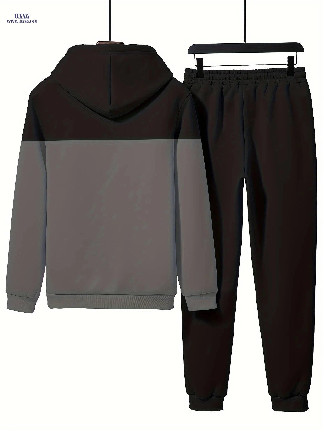 Men’s Casual Hoodie and Jogger Set - Autumn Winter Patchwork Style   OAXG 