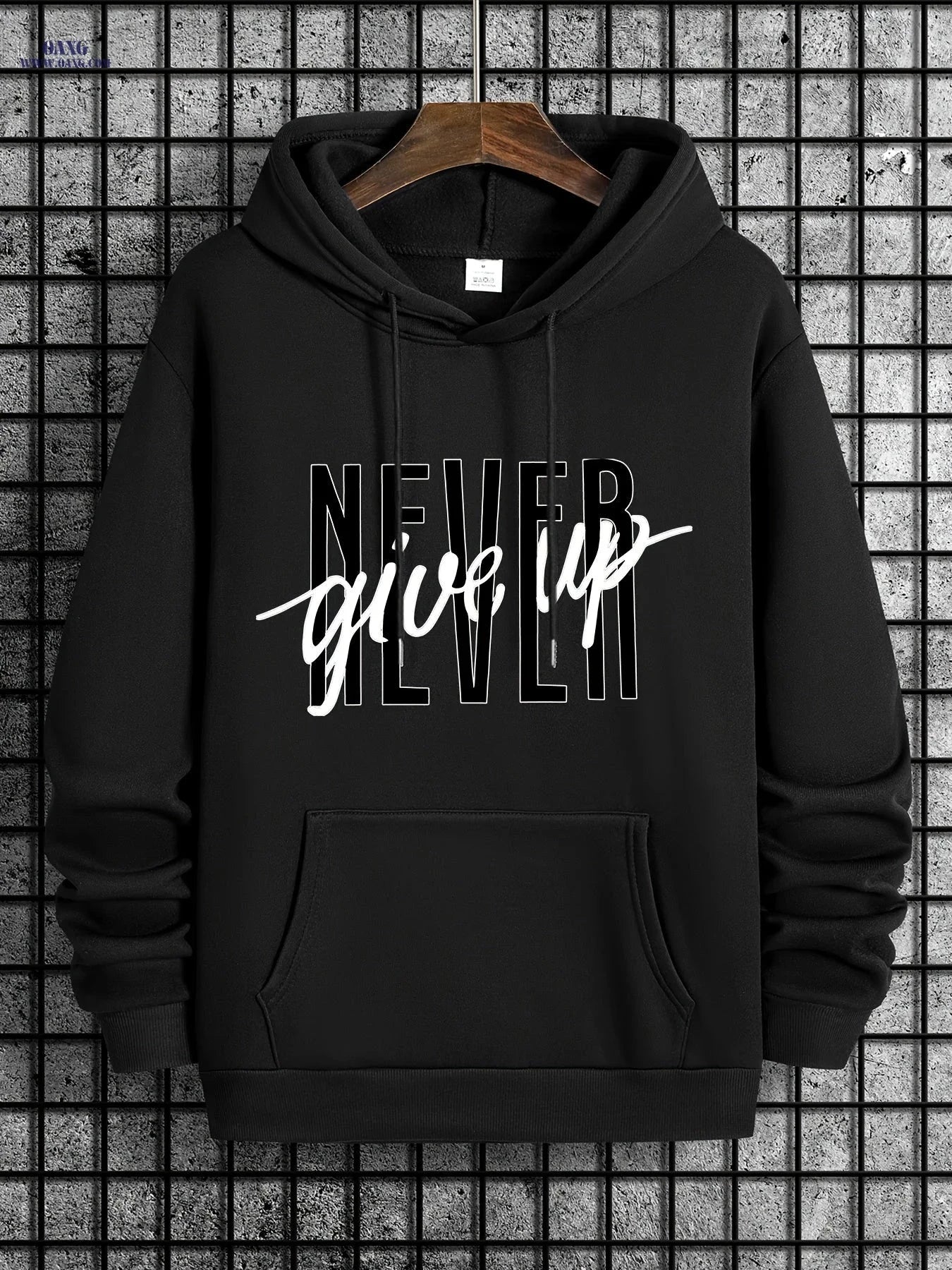 Men's Casual Hoodie - Stylish Drawstring Sweatshirt for Fall/Winter   OAXG Black / FR S