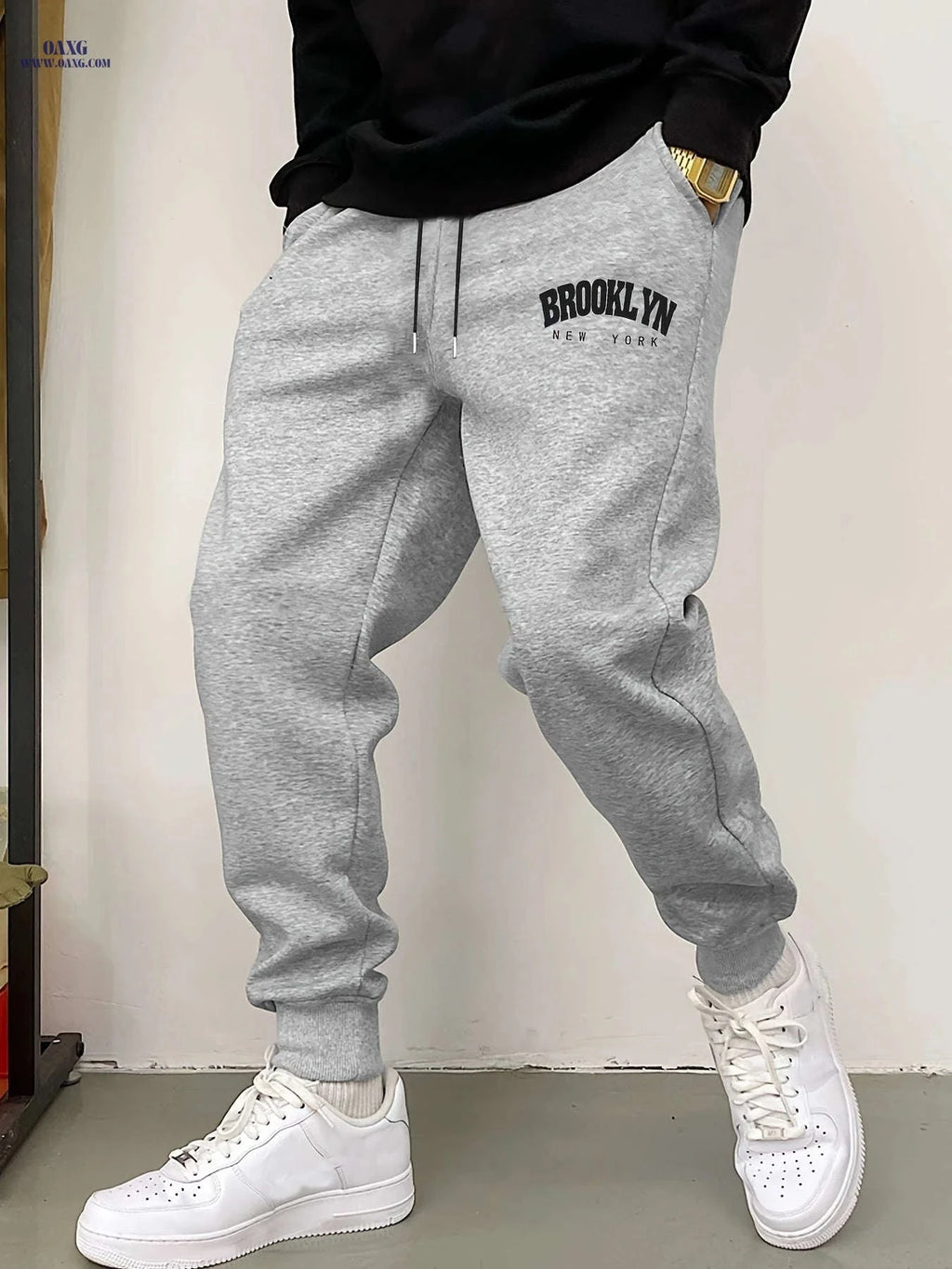Men's Casual Joggers - Comfortable Stretch Polyester with Drawstring   OAXG 