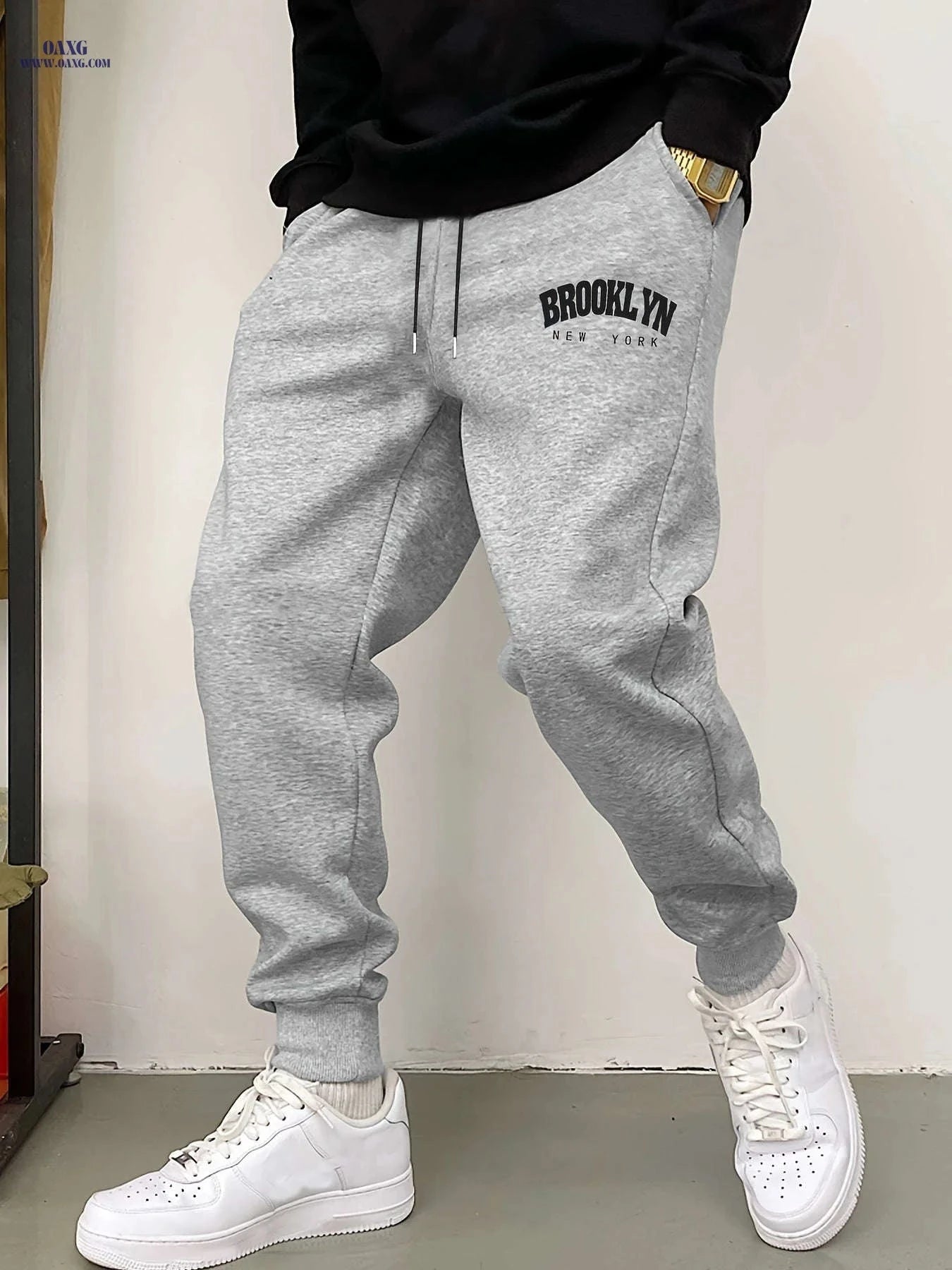 Men's Casual Joggers - Comfortable Stretch Polyester with Drawstring   OAXG 