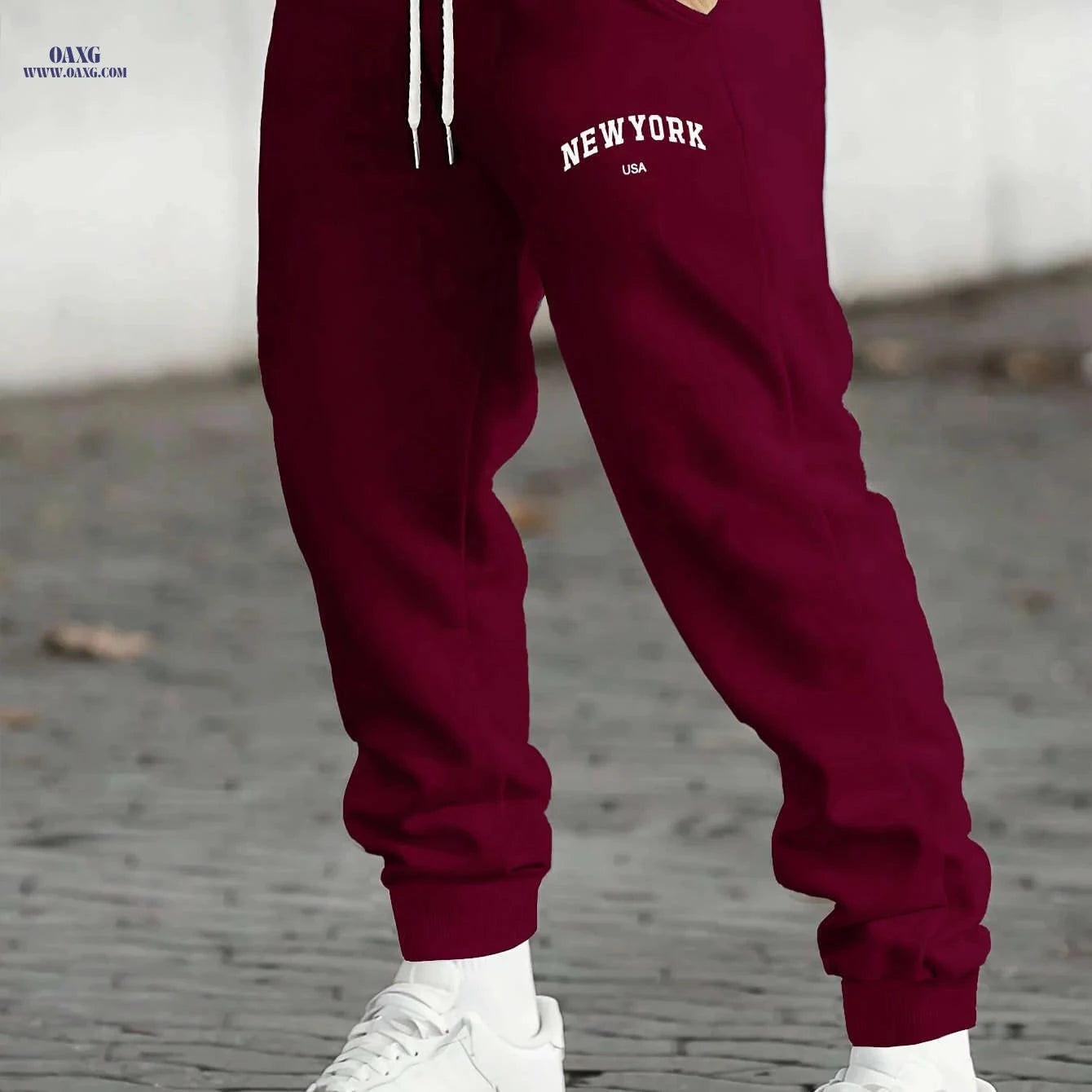 Men's Casual Joggers - Comfortable Stretch Polyester with Drawstring   OAXG 