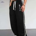 Men's Casual Joggers - Japanese Print, Comfortable Drawstring Waist   OAXG 