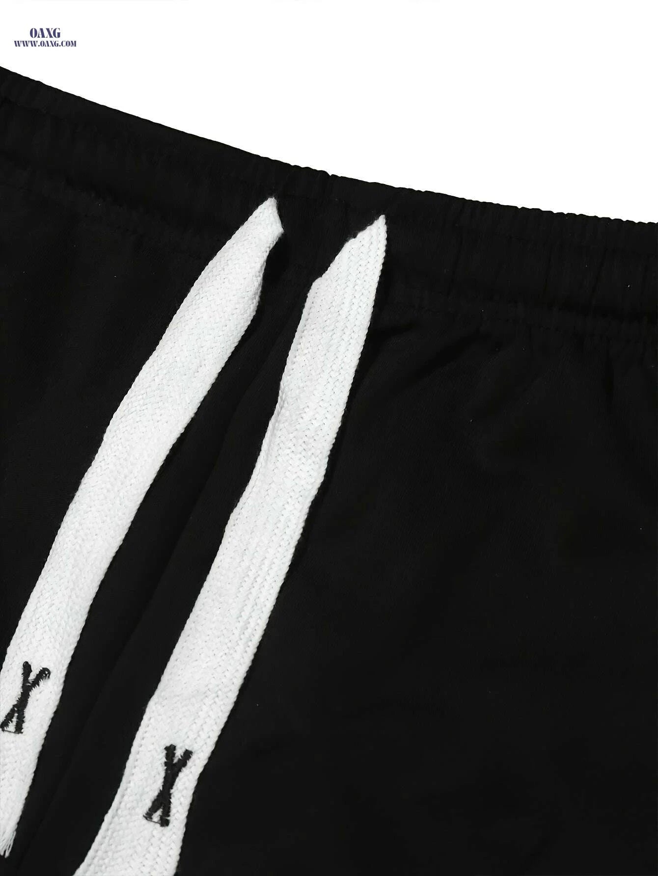 Men's Casual Joggers - Japanese Print, Comfortable Drawstring Waist   OAXG Black / S