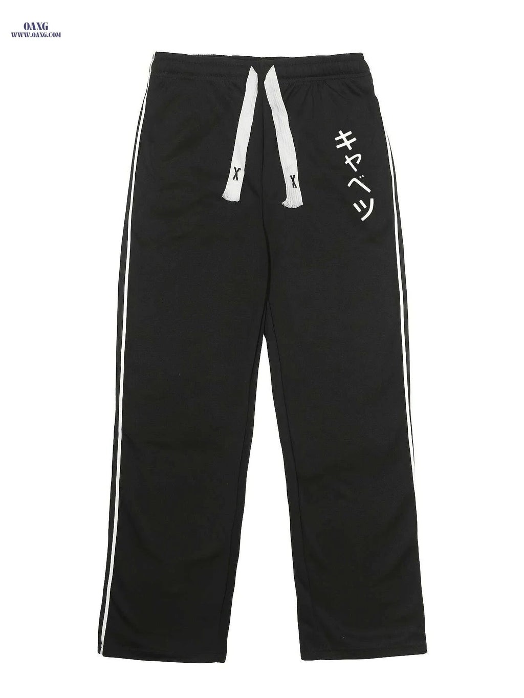 Men's Casual Joggers - Japanese Print, Comfortable Drawstring Waist   OAXG Black / S