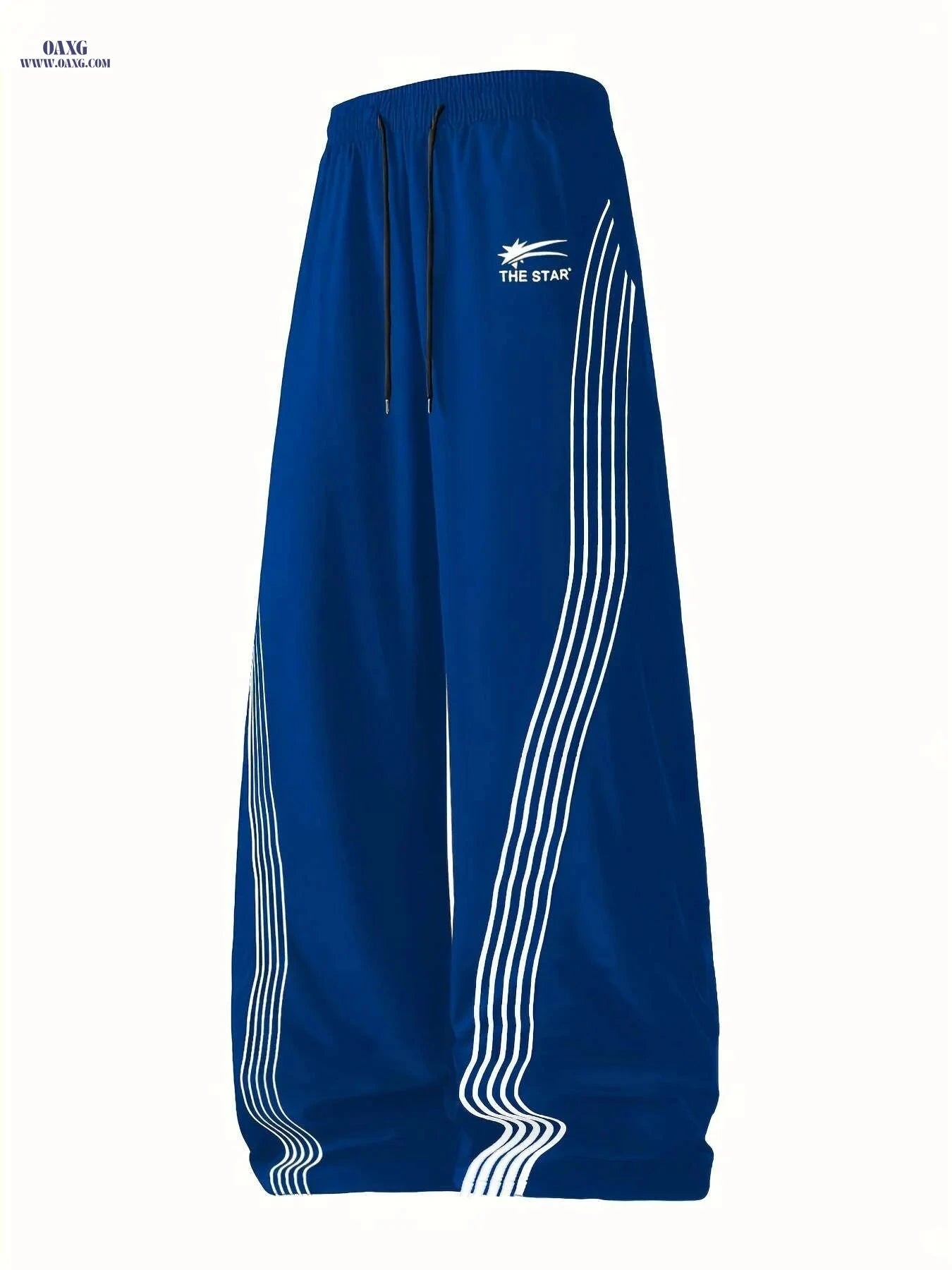 Men's Casual Joggers - "THE STAR" Print, Drawstring Waist, Side Pockets   OAXG Blue / XS