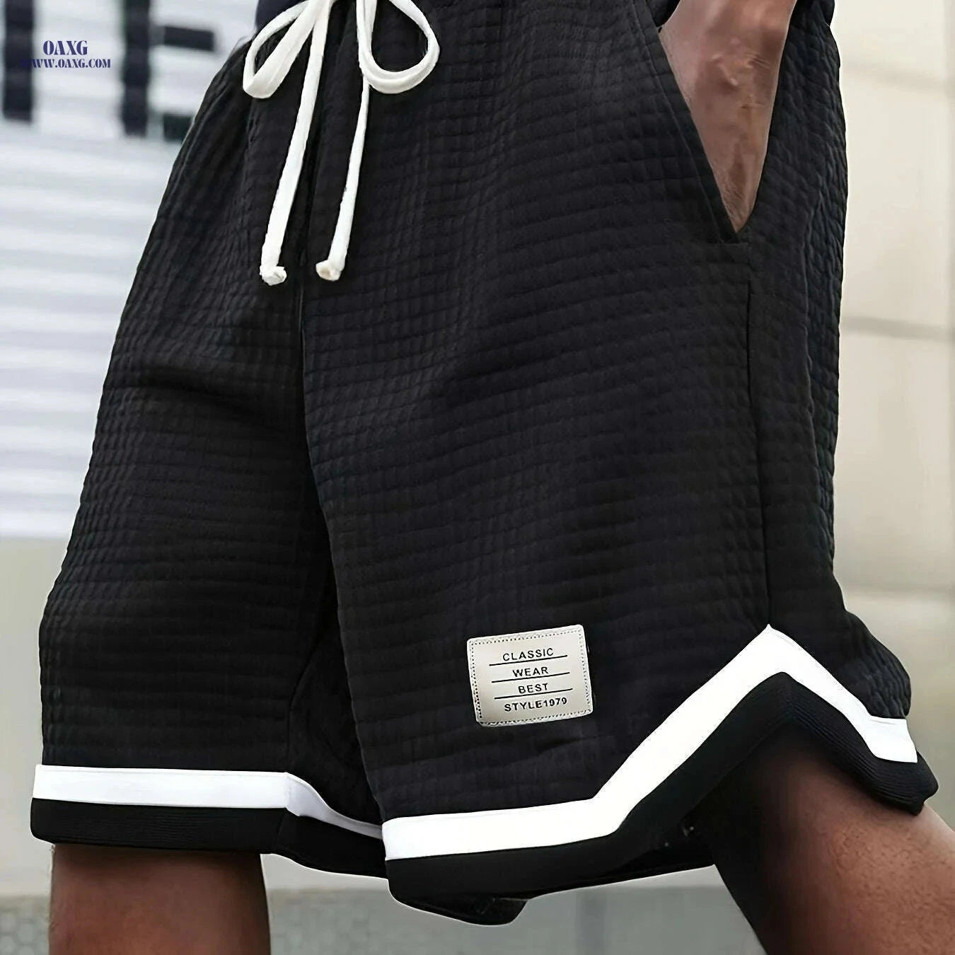 Men's Casual Knit Plaid Shorts - Breathable, Color Block Design   OAXG 