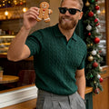Men's Casual Knit Polo Shirt - Short Sleeve, Summer Twist Texture   OAXG Army Green / FR S