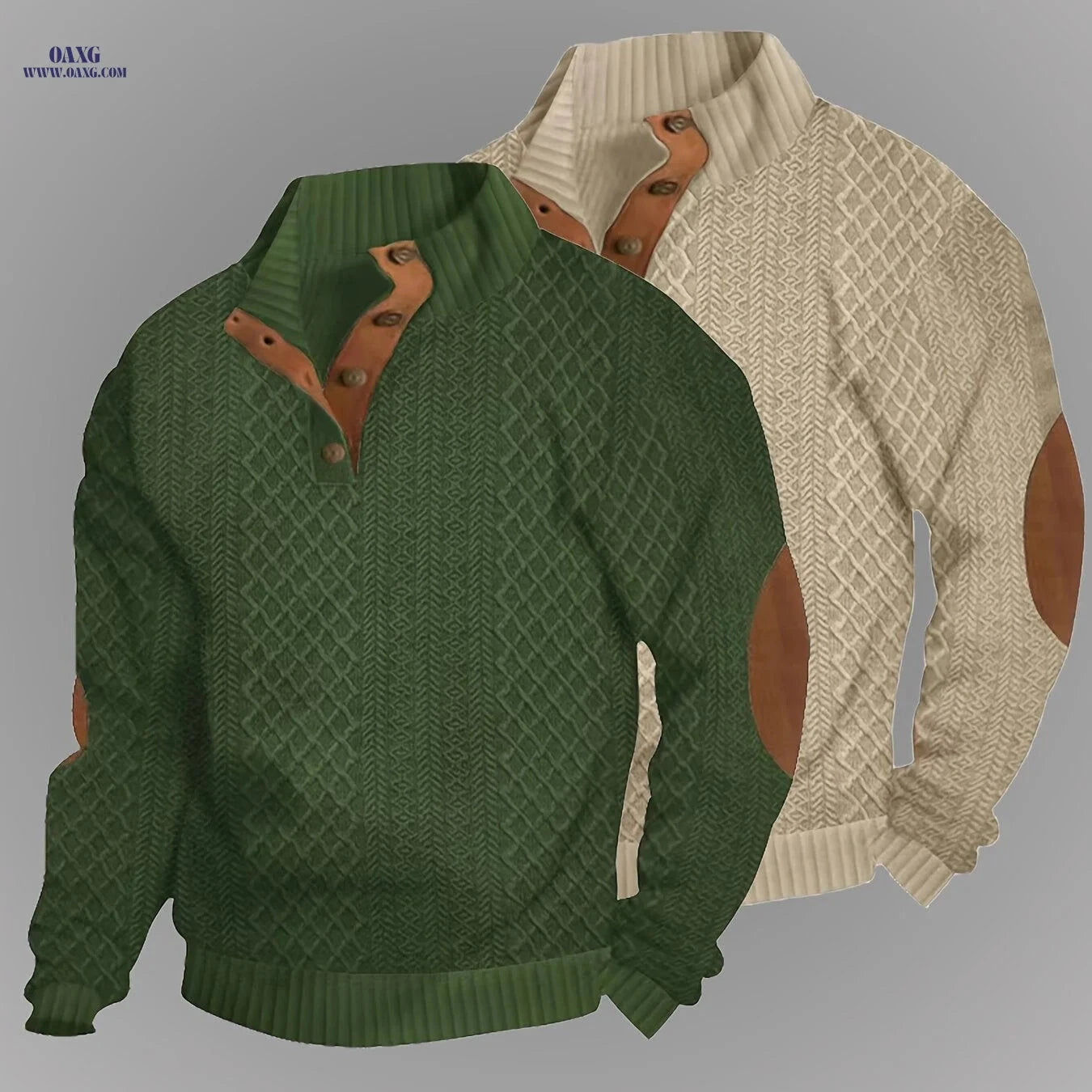 Men's Casual Knit Sweater with Button Detail - Spring/Fall Style   OAXG 