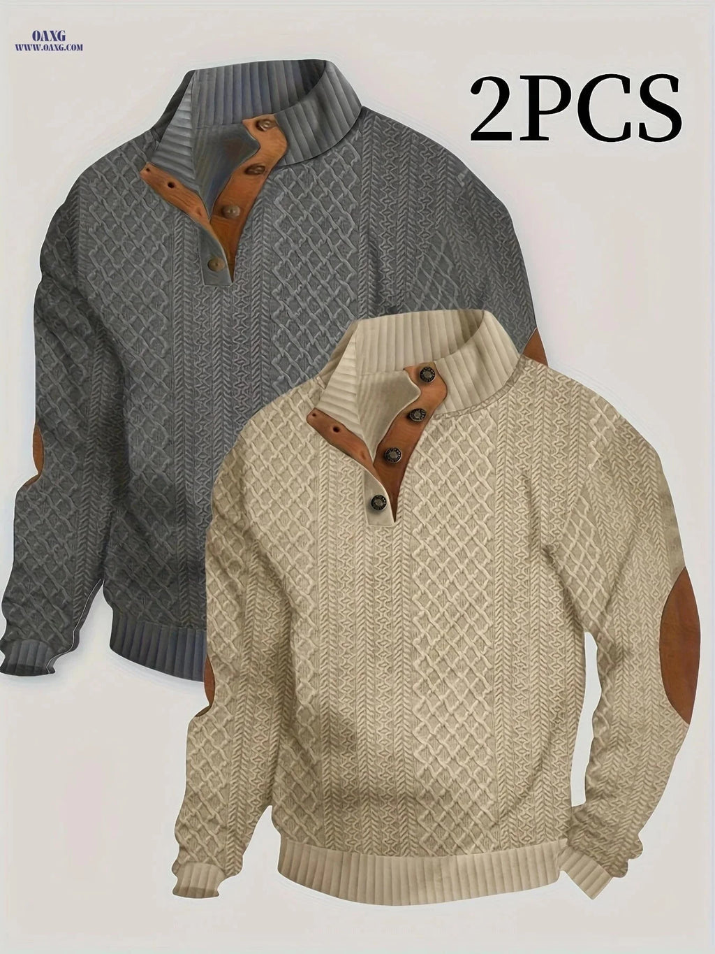 Men's Casual Knit Sweater with Button Detail - Spring/Fall Style   OAXG 
