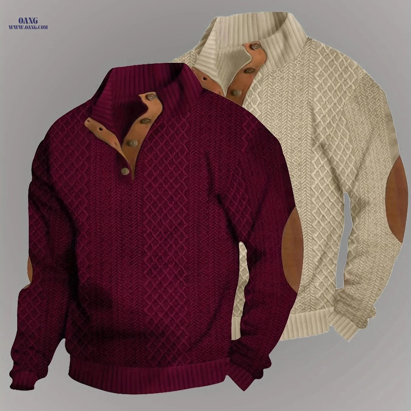 Men's Casual Knit Sweater with Button Detail - Spring/Fall Style   OAXG 