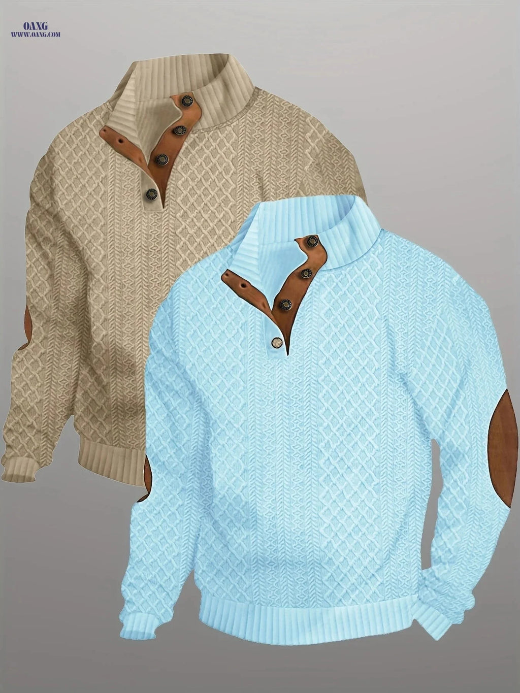 Men's Casual Knit Sweater with Button Detail - Spring/Fall Style   OAXG 