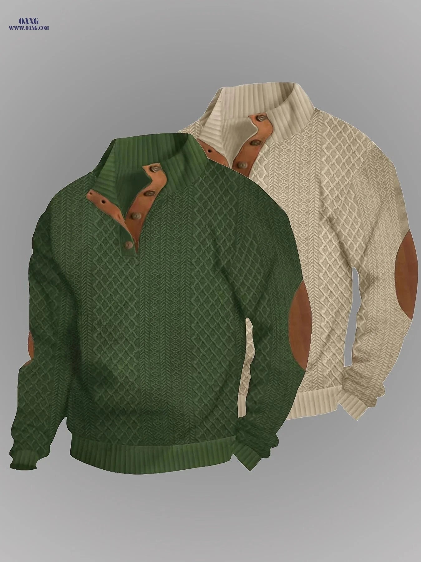 Men's Casual Knit Sweater with Button Detail - Spring/Fall Style   OAXG 
