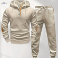 Men's Casual Knitted Hoodie and Sweatpants Set - Cozy Fall Wear   OAXG 