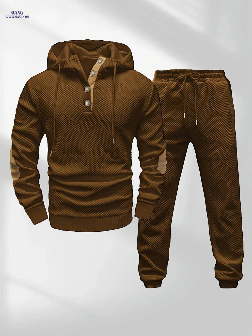 Men’s Casual Knitted Hoodie and Sweatpants Set - Stylish Comfort Wear   OAXG 