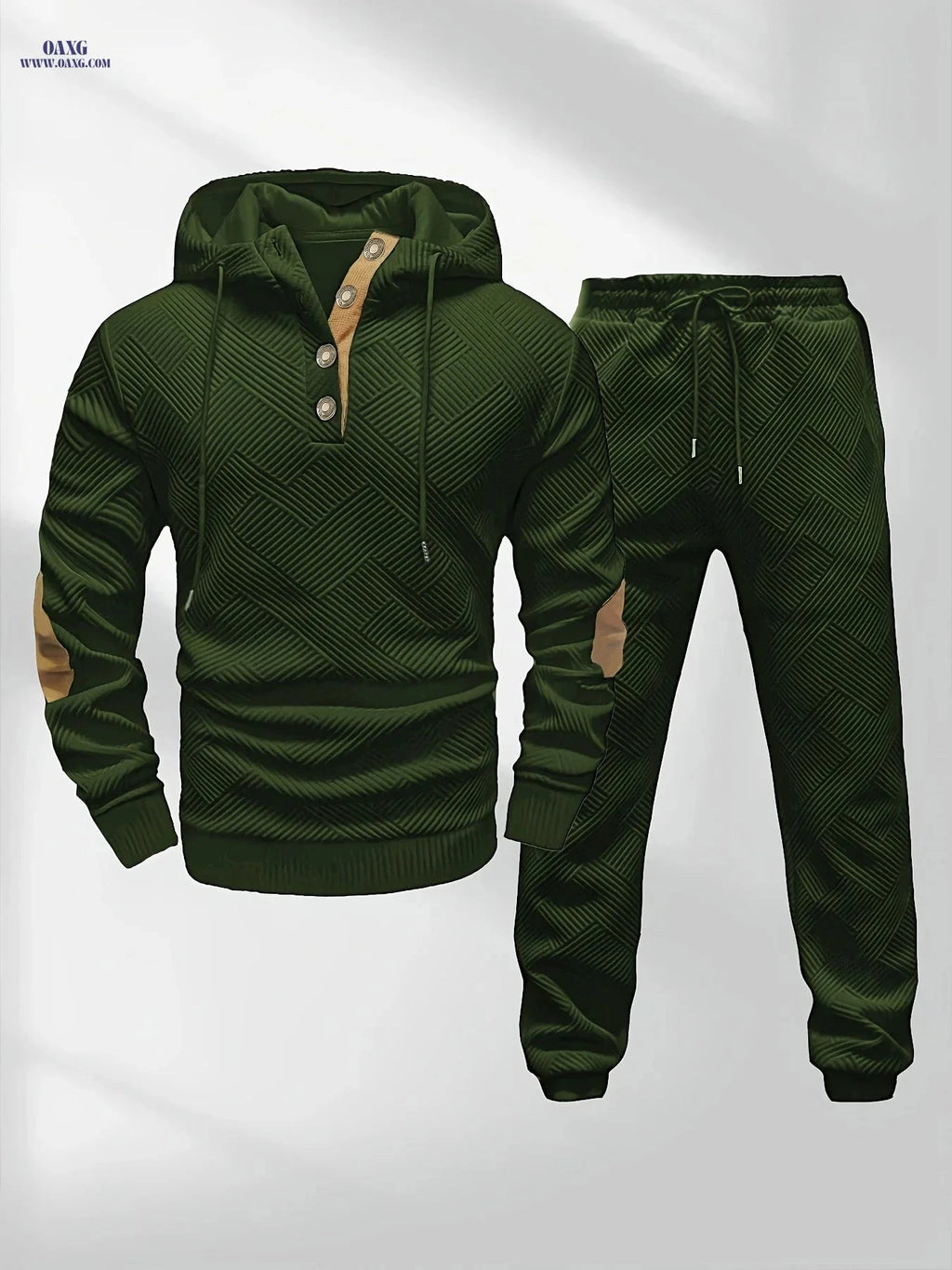 Men’s Casual Knitted Hoodie and Sweatpants Set - Stylish Comfort Wear   OAXG 