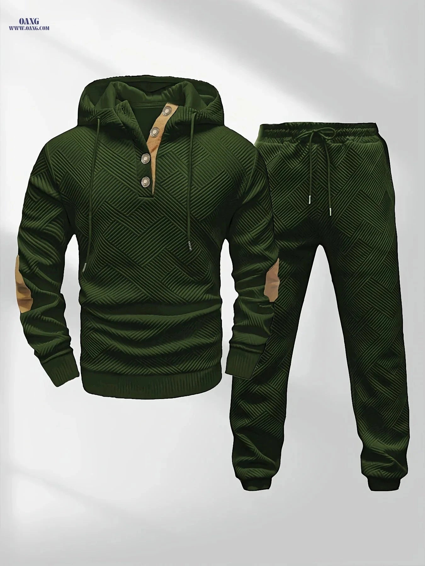 Men’s Casual Knitted Hoodie and Sweatpants Set - Stylish Comfort Wear   OAXG 