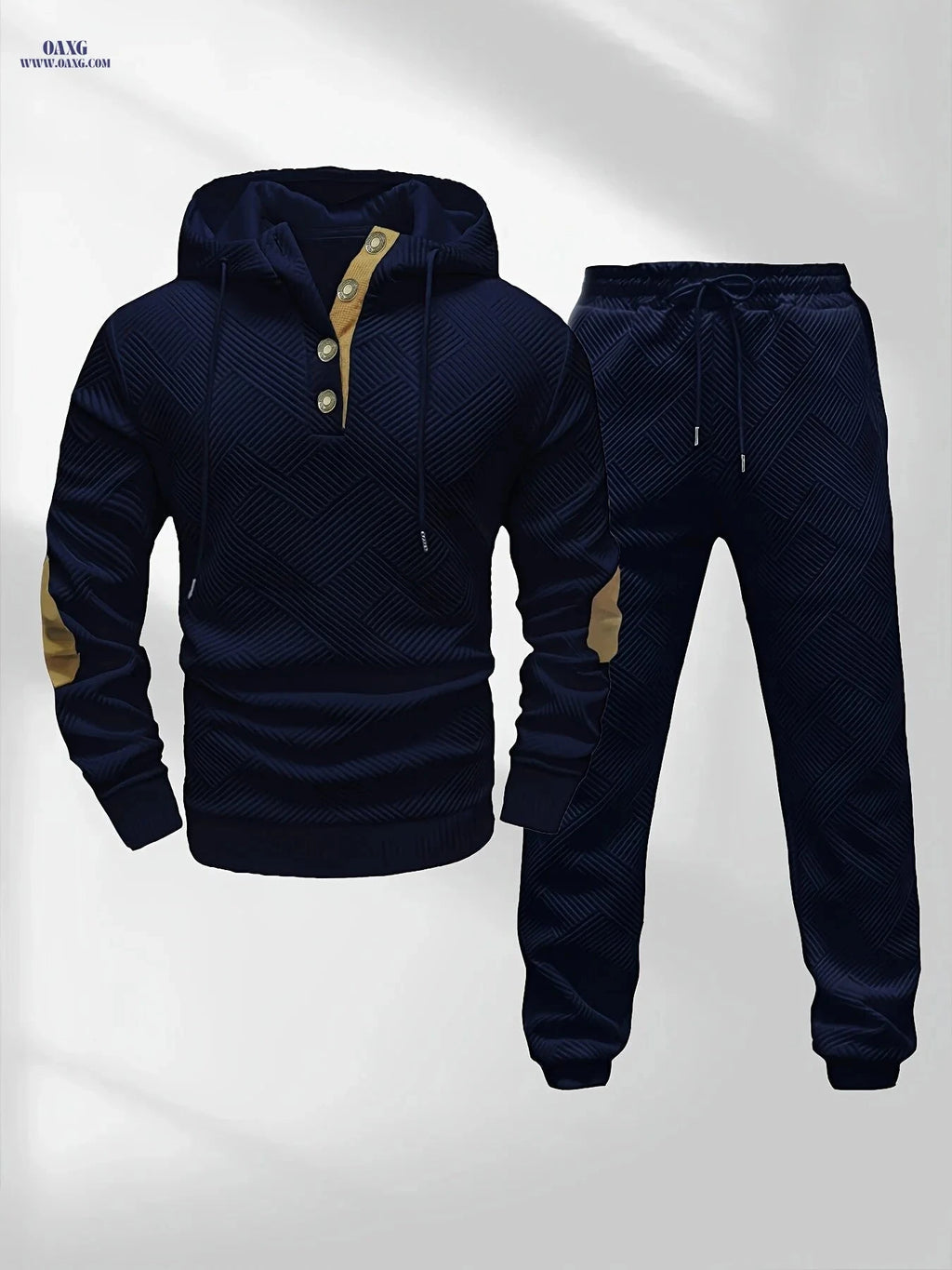 Men’s Casual Knitted Hoodie and Sweatpants Set - Stylish Comfort Wear   OAXG 