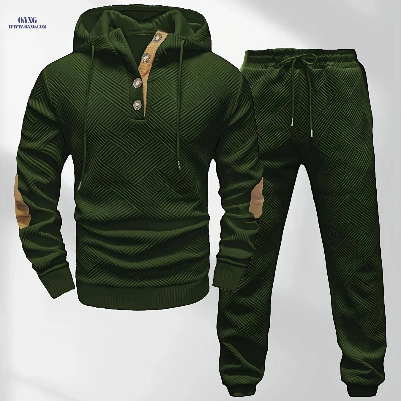 Men’s Casual Knitted Hoodie and Sweatpants Set - Stylish Comfort Wear   OAXG 