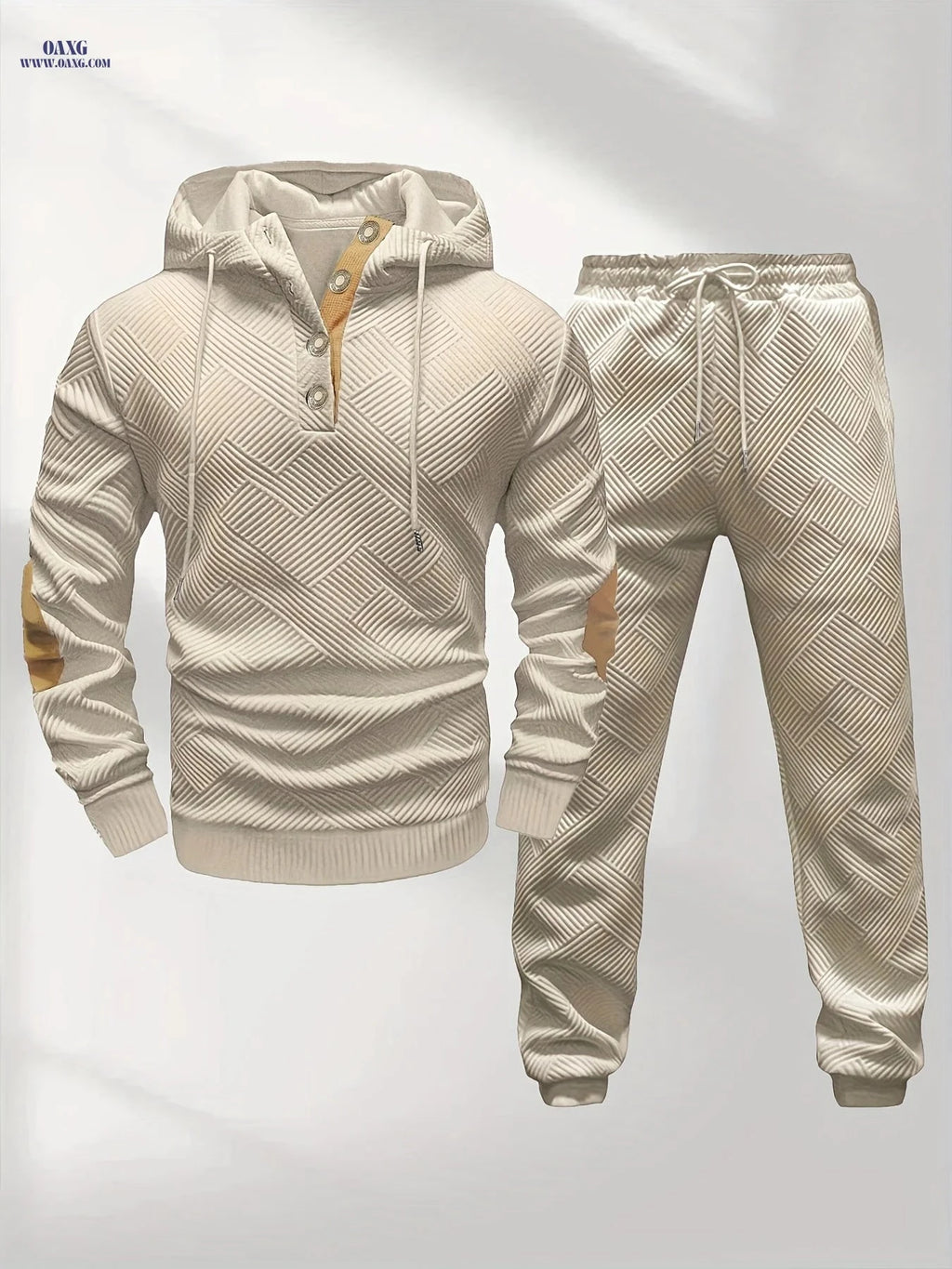 Men’s Casual Knitted Hoodie and Sweatpants Set - Stylish Comfort Wear   OAXG 