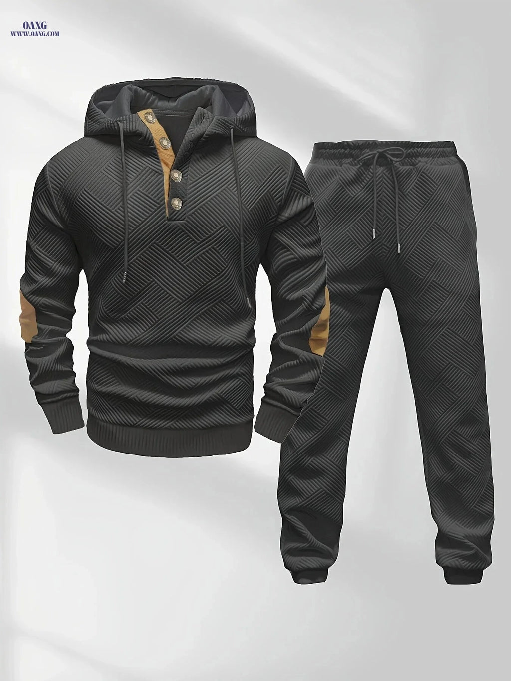Men’s Casual Knitted Hoodie and Sweatpants Set - Stylish Comfort Wear   OAXG 