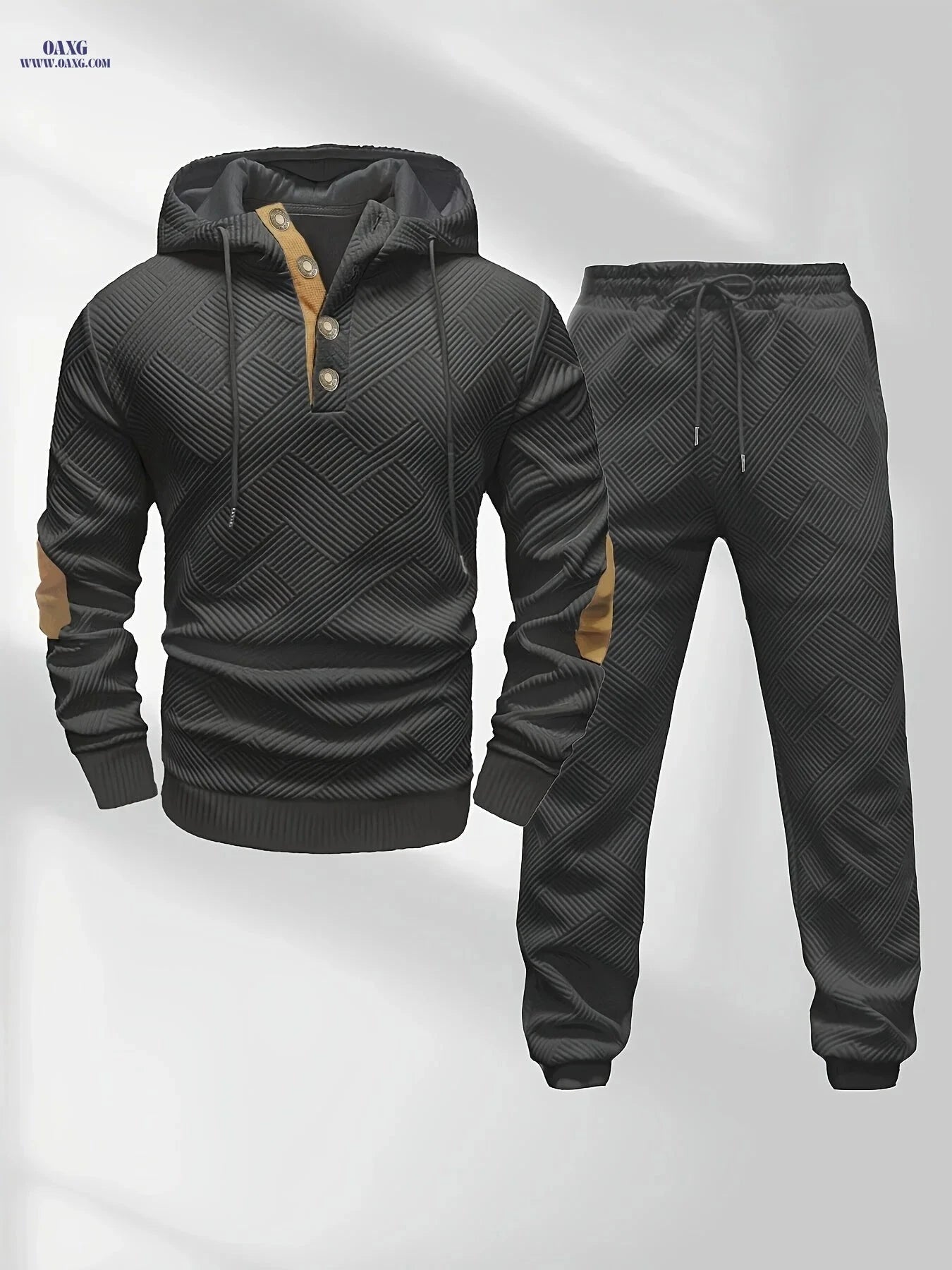 Men’s Casual Knitted Hoodie and Sweatpants Set - Stylish Comfort Wear   OAXG 