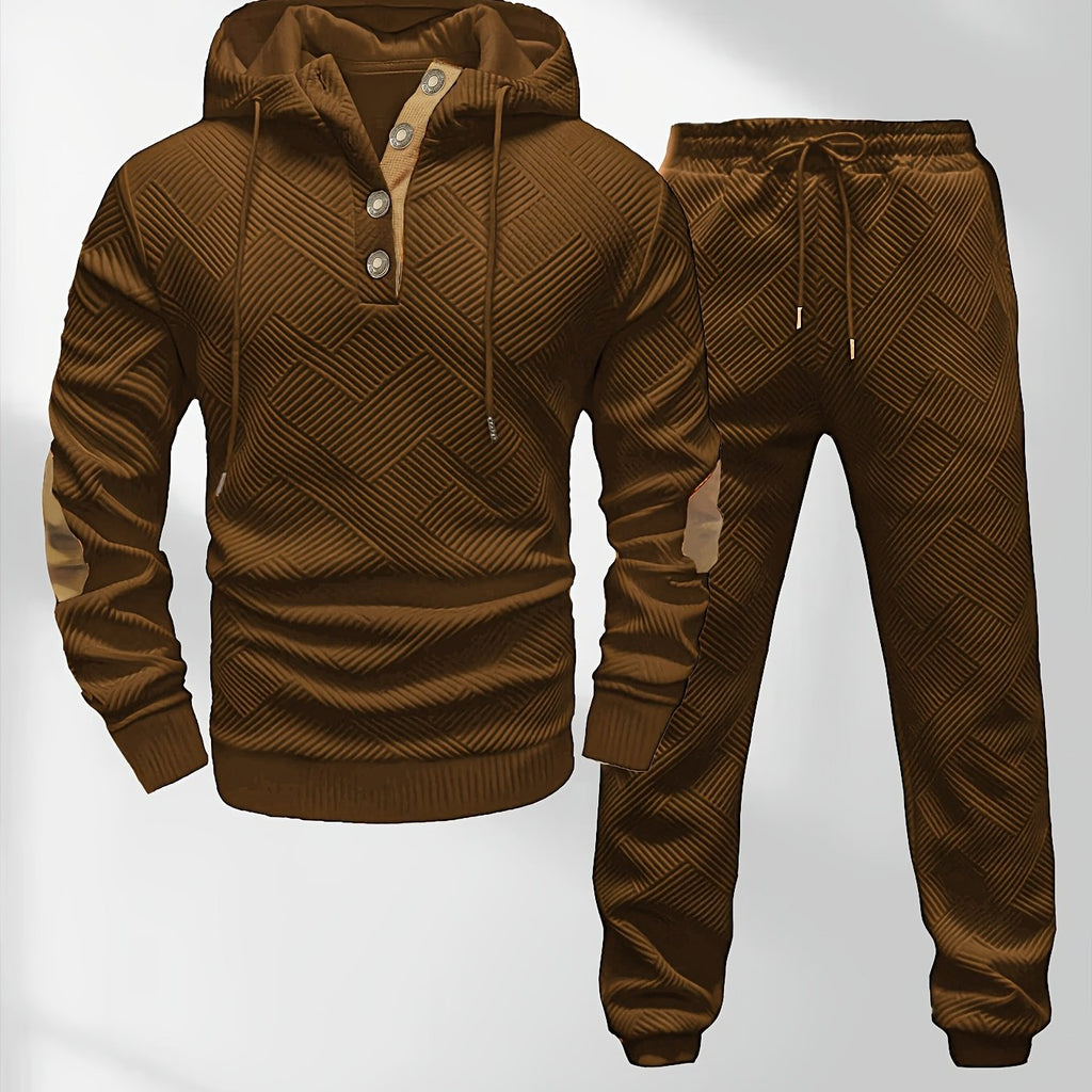 Men’s Casual Knitted Hoodie and Sweatpants Set - Stylish Comfort Wear   OAXG 