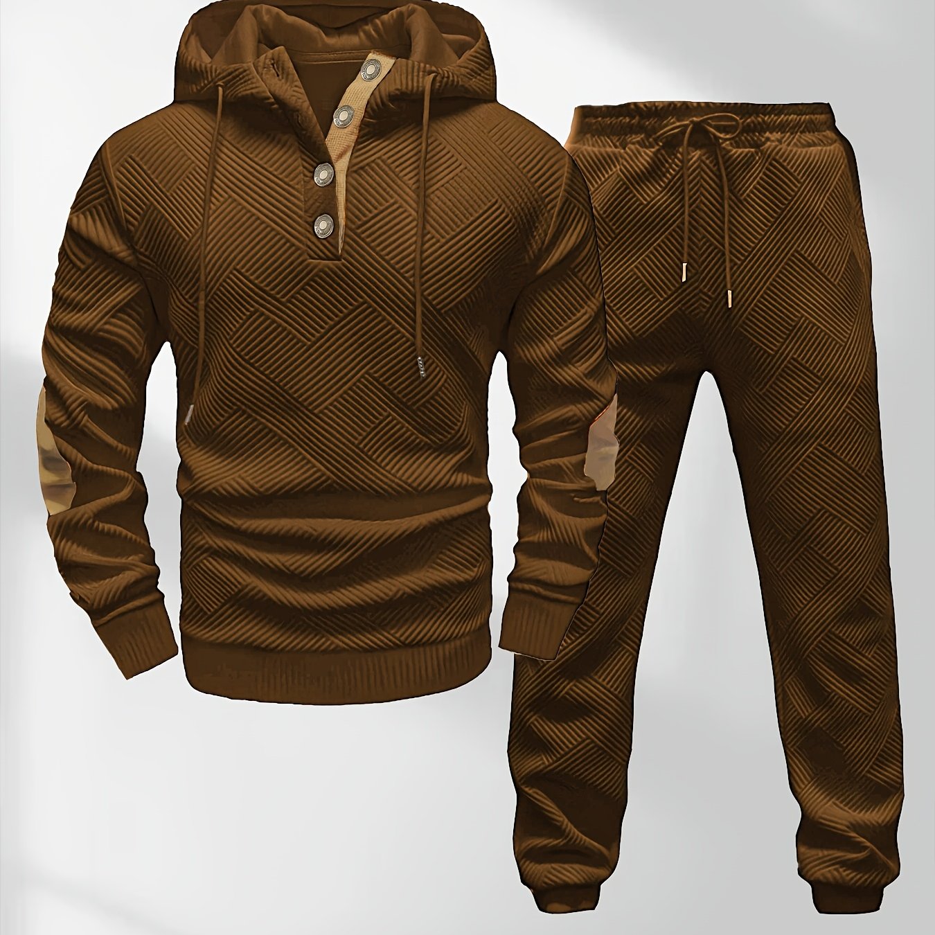 Men’s Casual Knitted Hoodie and Sweatpants Set - Stylish Comfort Wear   OAXG 