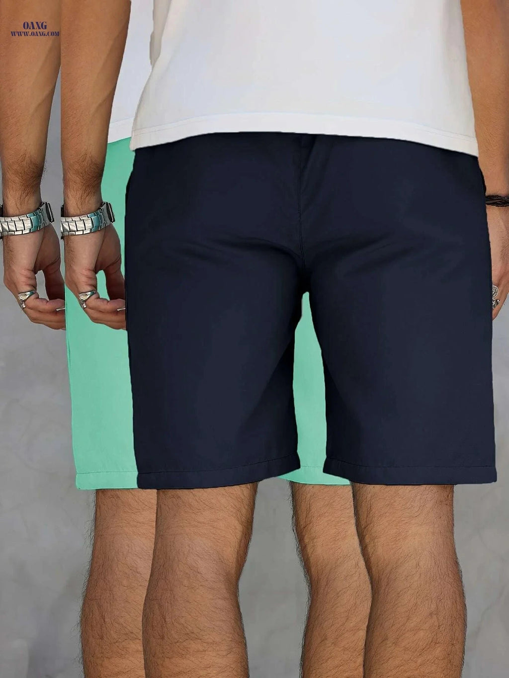 Men's Casual Lace-Up Golf Shorts - Breathable Solid Color 2pcs   OAXG 