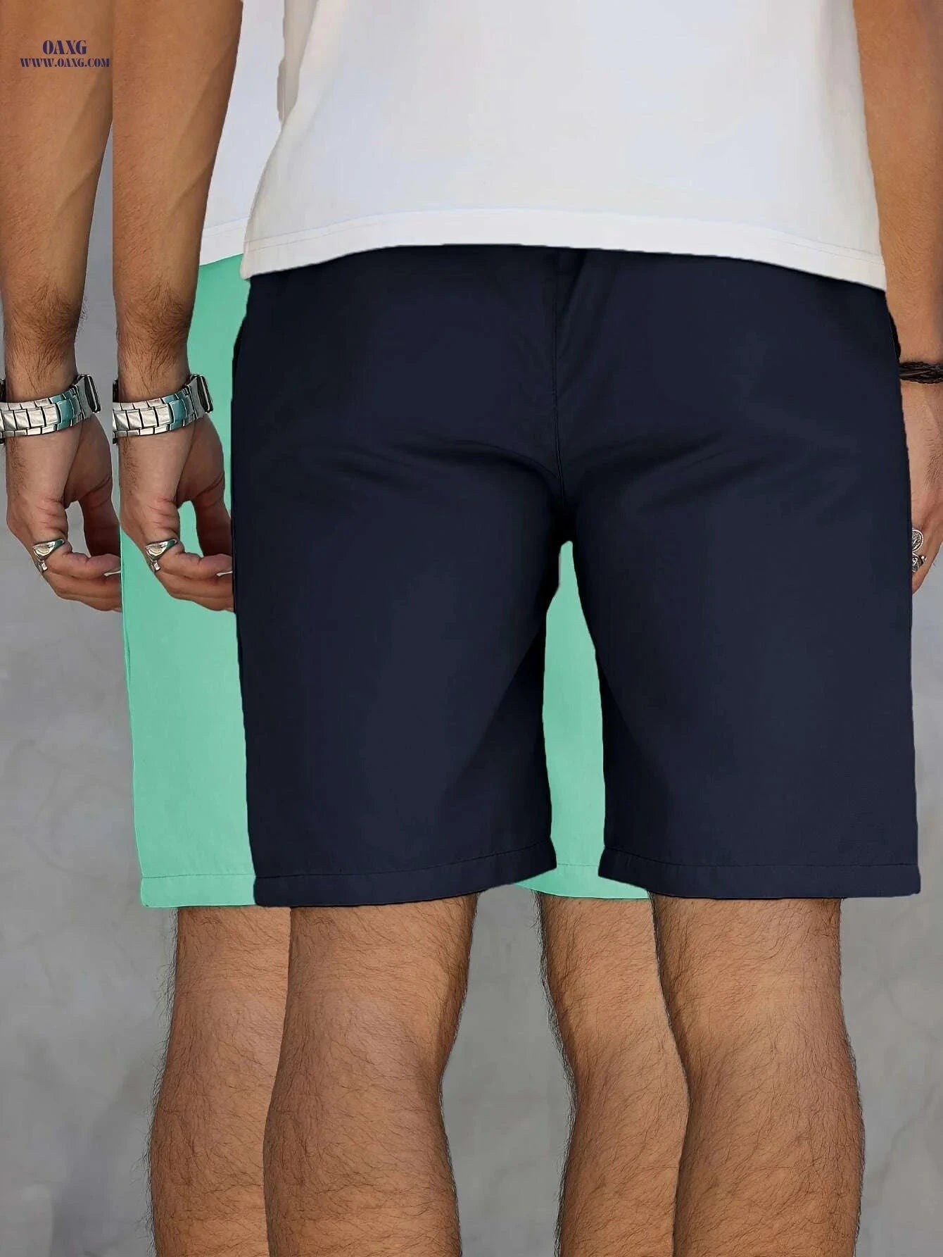 Men's Casual Lace-Up Golf Shorts - Breathable Solid Color 2pcs   OAXG 