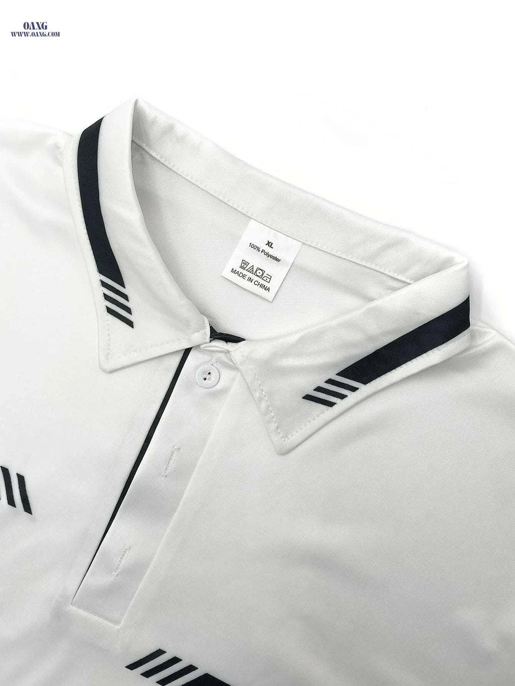 Men’s Casual Lapel Collar Polo Shirt - 100% Polyester, Print Design   OAXG White / M