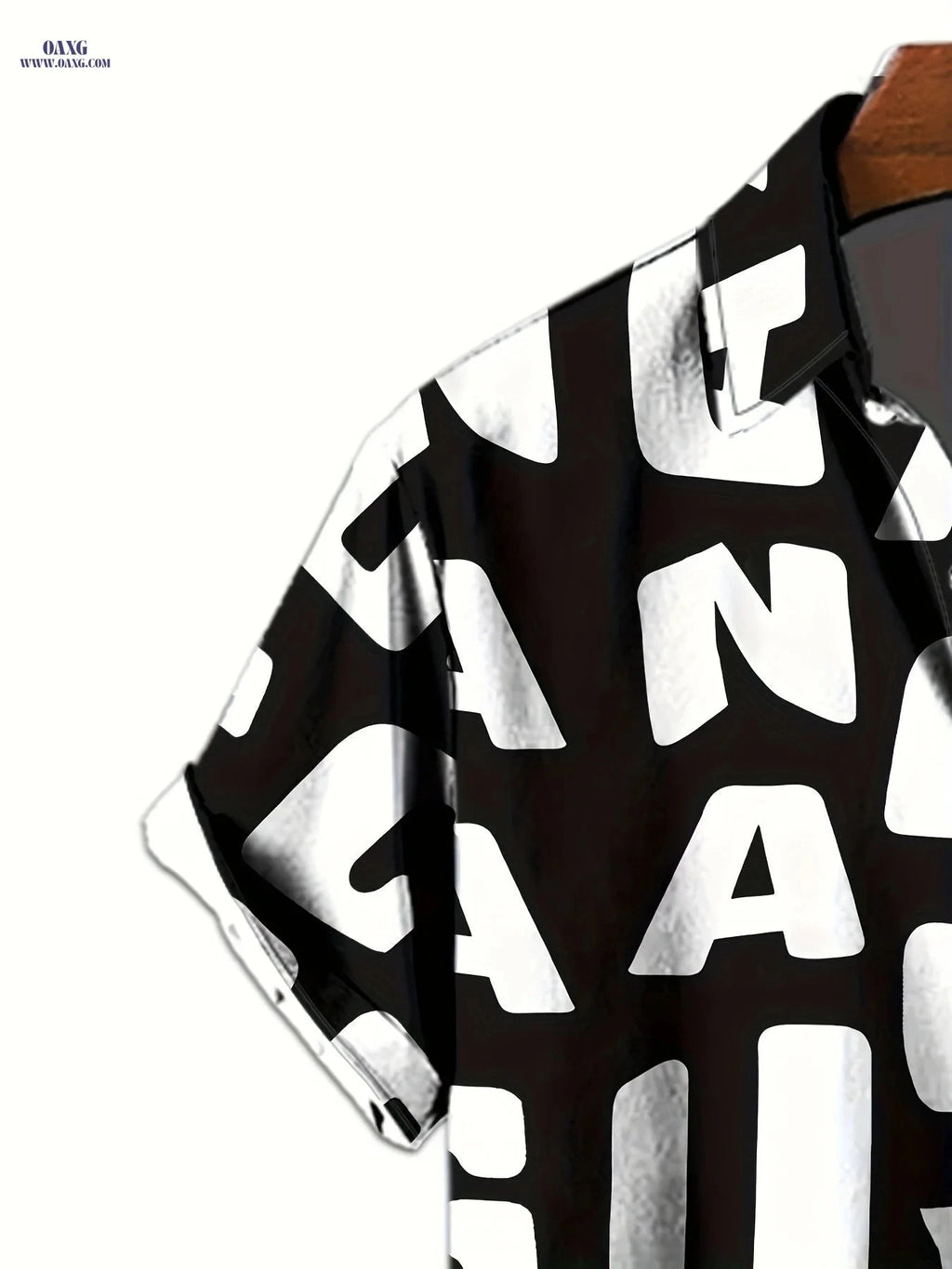 Men's Casual Letter Print Short Sleeve Shirt - Summer Style Button-Up   OAXG 