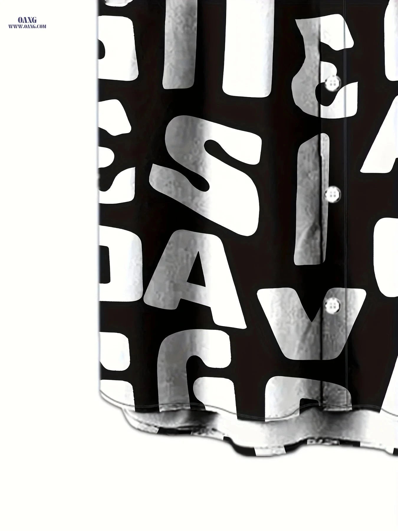 Men's Casual Letter Print Short Sleeve Shirt - Summer Style Button-Up   OAXG Black / FR S