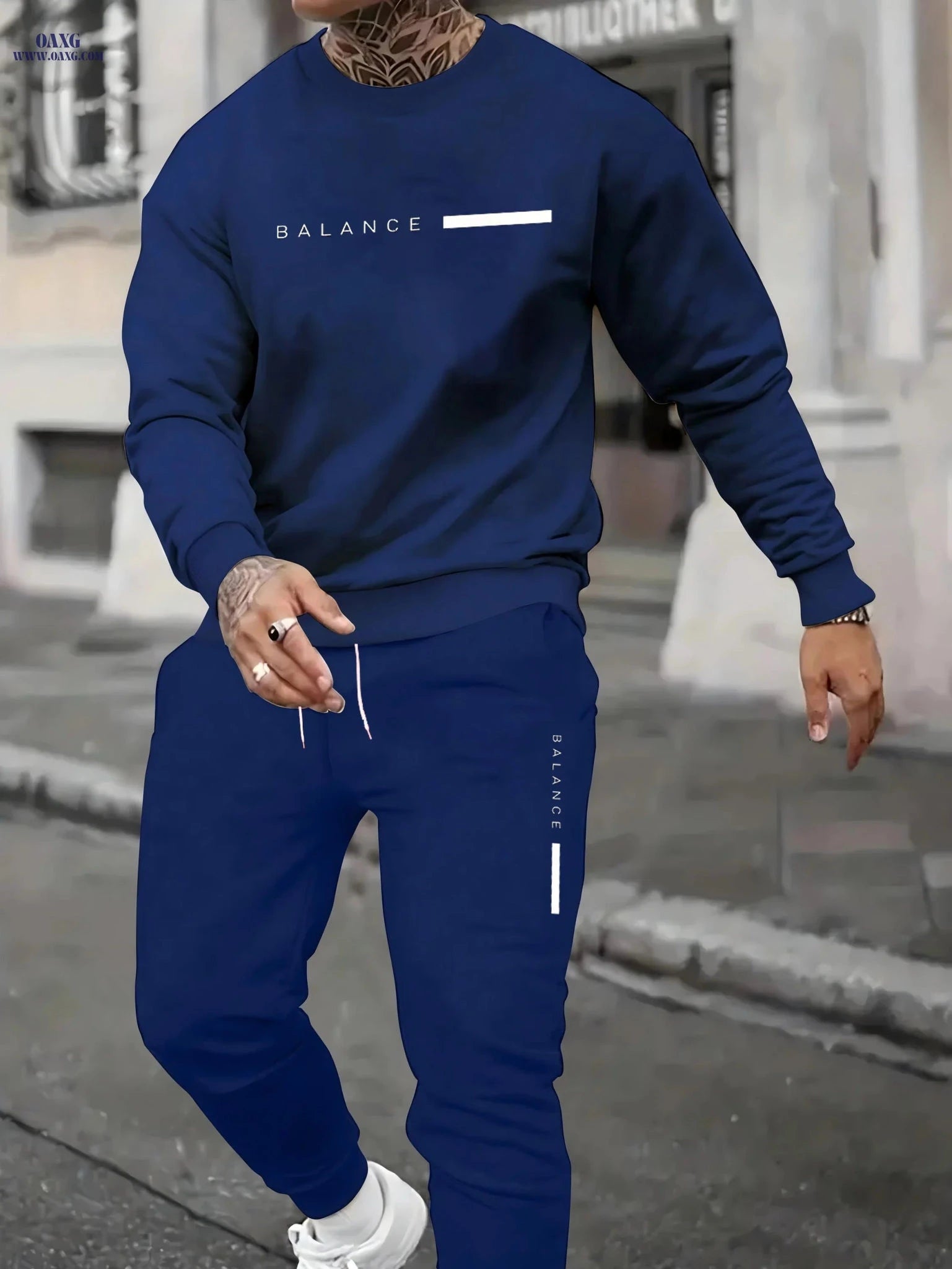 Men's Casual Letter Print Sweatshirt & Pants Set - Fall Fashion   OAXG 