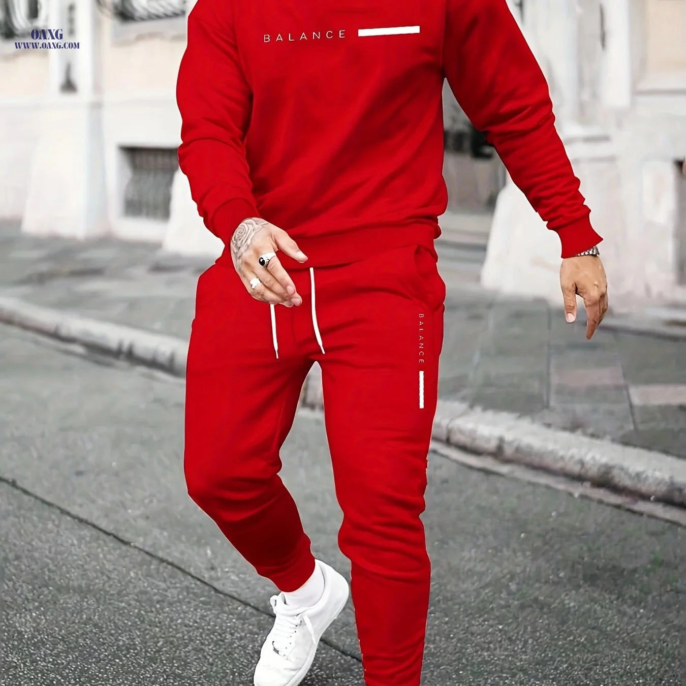 Men's Casual Letter Print Sweatshirt & Pants Set - Fall Fashion   OAXG 