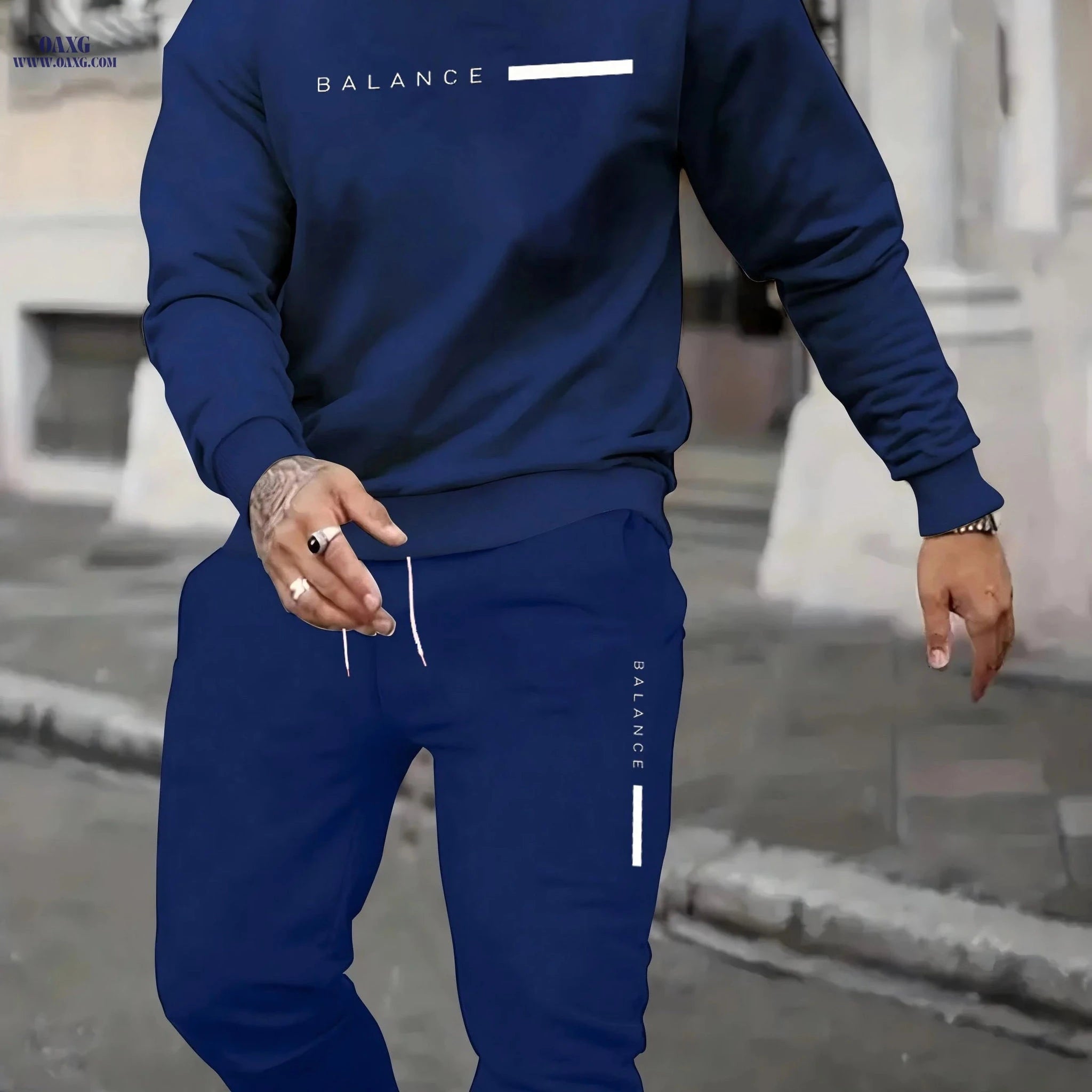 Men's Casual Letter Print Sweatshirt & Pants Set - Fall Fashion   OAXG 
