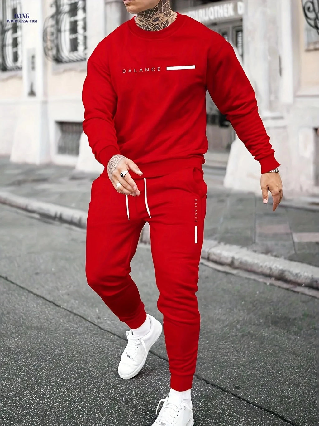 Men's Casual Letter Print Sweatshirt & Pants Set - Fall Fashion   OAXG 