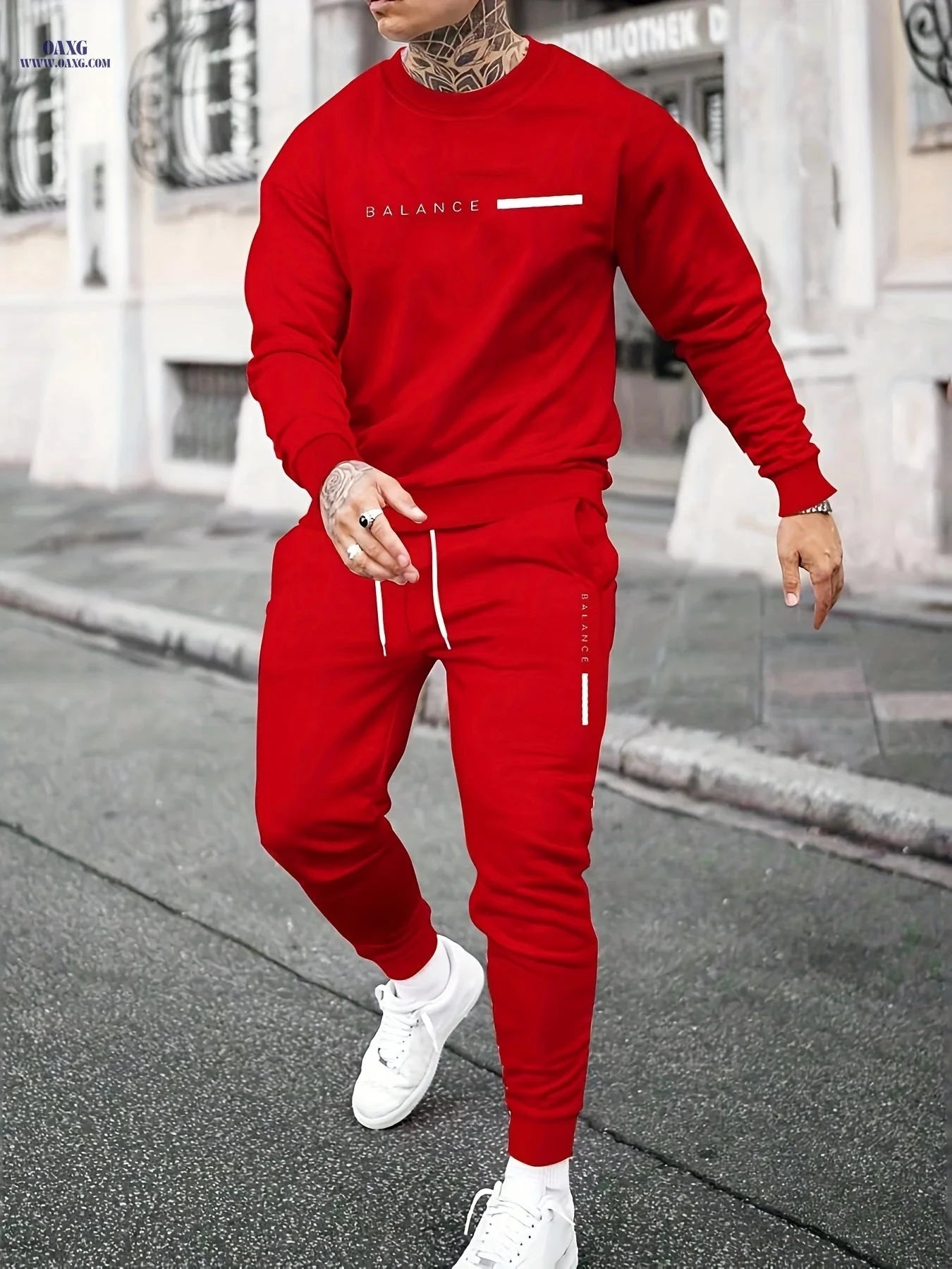 Men's Casual Letter Print Sweatshirt & Pants Set - Fall Fashion   OAXG 