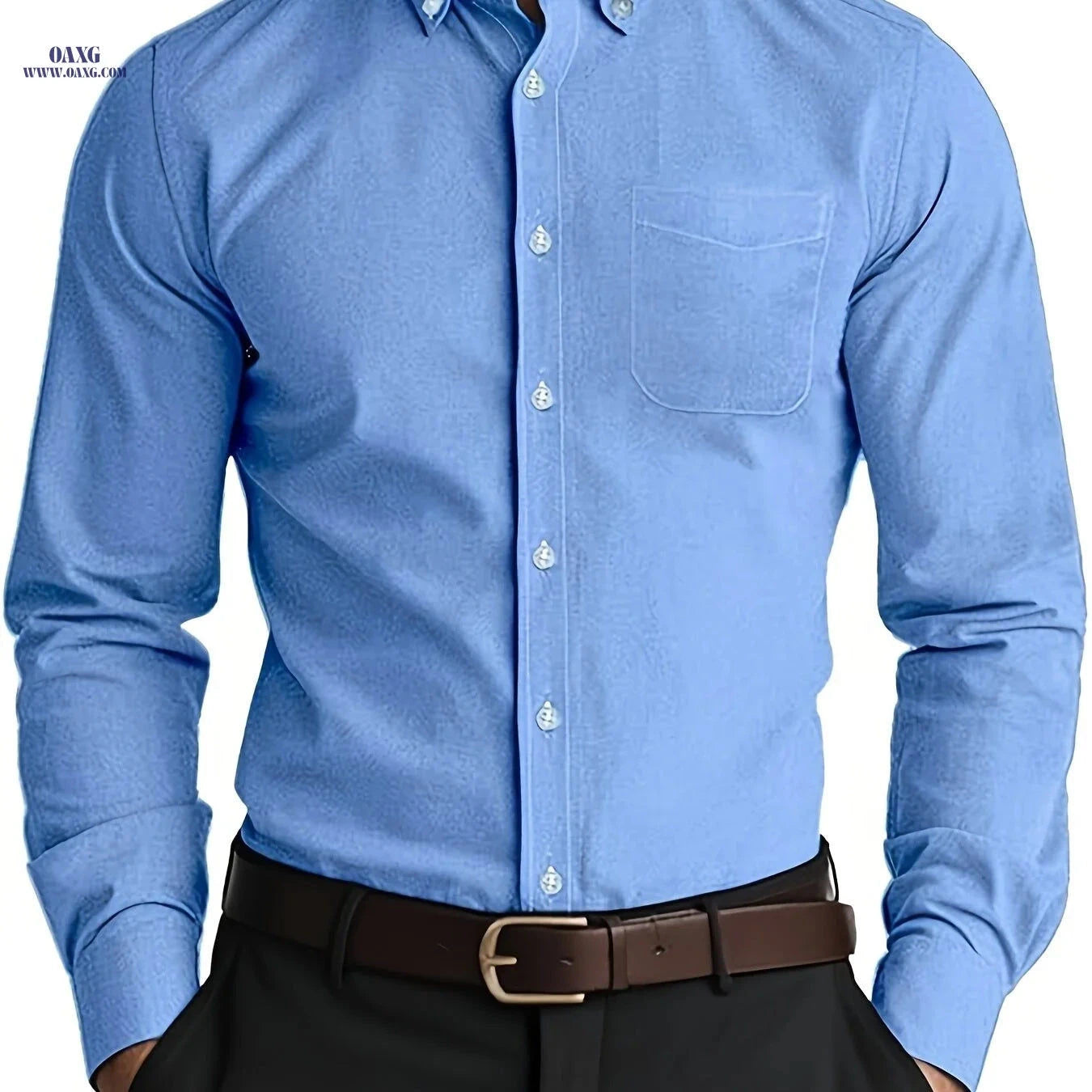 Men's Casual Long-Sleeve Oxford Shirt - Breathable Cotton Blend   OAXG 