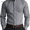 Men's Casual Long-Sleeve Oxford Shirt - Breathable Cotton Blend   OAXG 